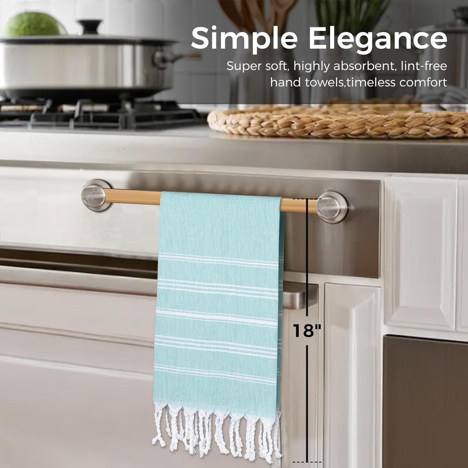 cabanana Hand Towels for Bathroom - 2-Pack,20x30 Inch-100% Cotton,Turkish Bathroom Hand Towels,Super Absorbent & Quick-Dry Soft for Bath, Kitchen, Spa, Face, Hair, Dishcloth (Aqua) - Image 4