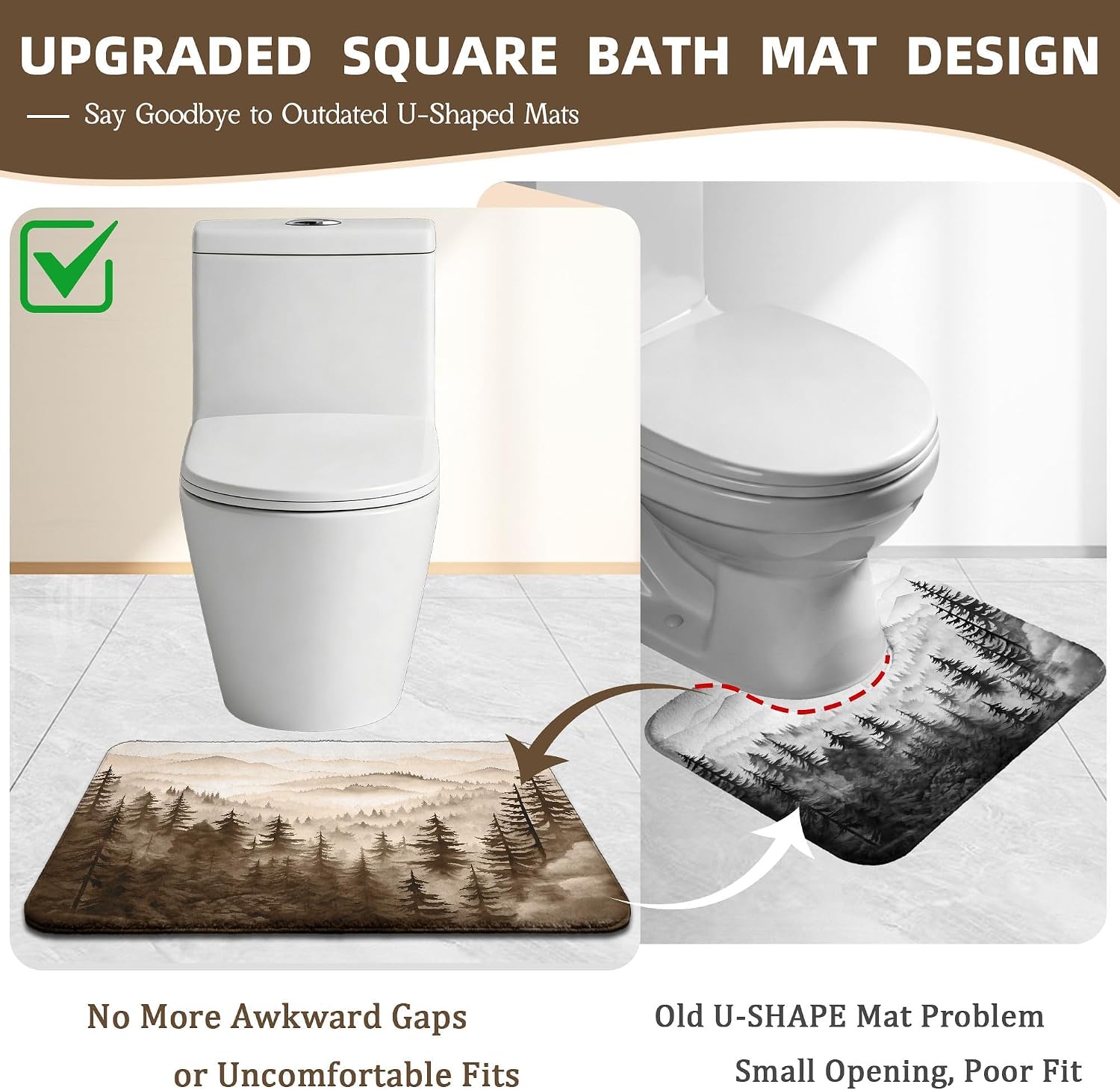 Dark Brown Forest Shower Curtain Sets with Rugs, Rustic Bathroom Decor image 3