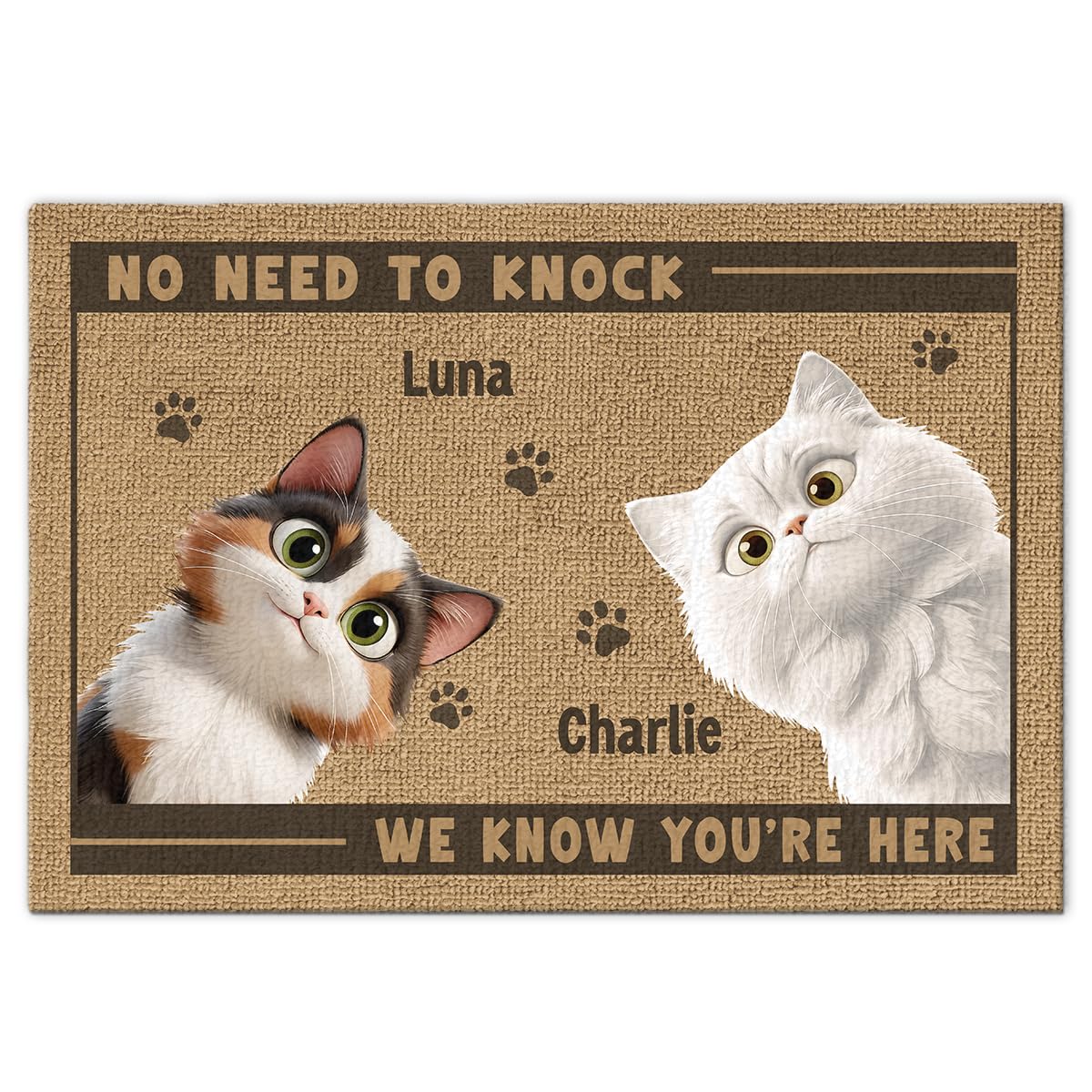 Joy Crafters No Need to Knock I Know You're Here, Personalized Pet Doormat Indoor Entrance, Housewarming Birthday Gifts for Cat Mom Cat Dad, Welcome