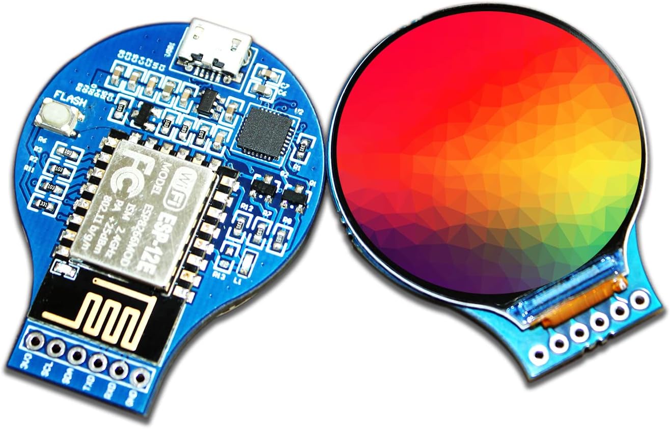 RoundyFi - Compact 1.28” Round LCD Display Based on ESP-12E ESP8266 WiFi Transceiver Module 240×240 Resolution Display with GC9A01 Driver and SPI Interface