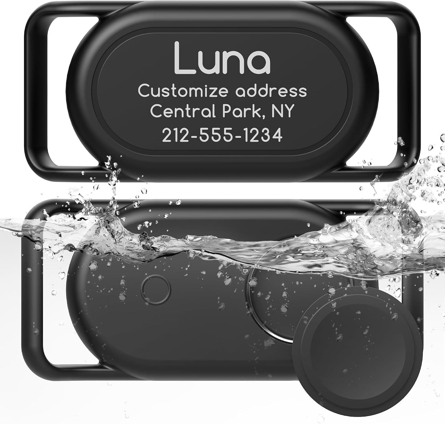 Personalised Dog Collar Holder for Galaxy Smarttag2 - Black Pack of 2