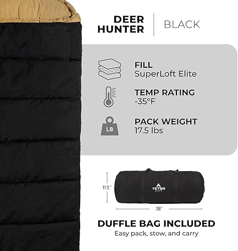 Miniatura 3 de TETON Sports Deer Hunter Sleeping Bag, Warm and Comfortable Camping Sleeping Bag, Teton Tough Canvas Shell for Camping, Hunting, and Cold Weather