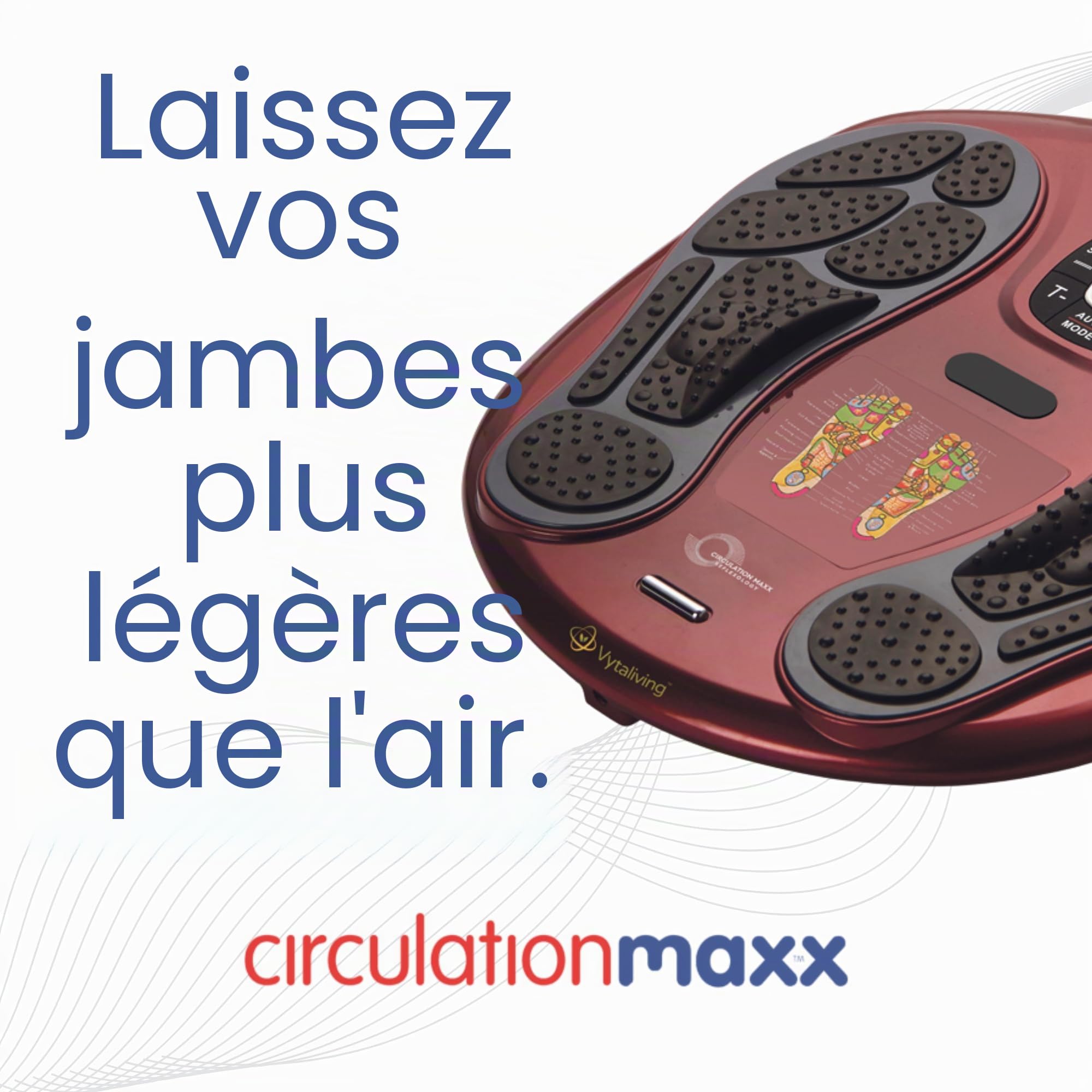 Circulation Maxx Réflexologie Reviver (rouge) Améliore la circulation, réduit les gonflements, technologie EMS et réduit la rétention d'eau