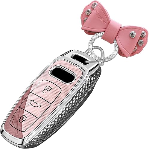 Miniatura 9 de HIBEYO Funda para llave de PC para Audi A6 A8 Q7 S6 A7 S7 E-Tron RS6 RS7 Q8 SQ8 SQ7 Accesorios NCVM Diseño metálico Sensación Llavero Soporte con