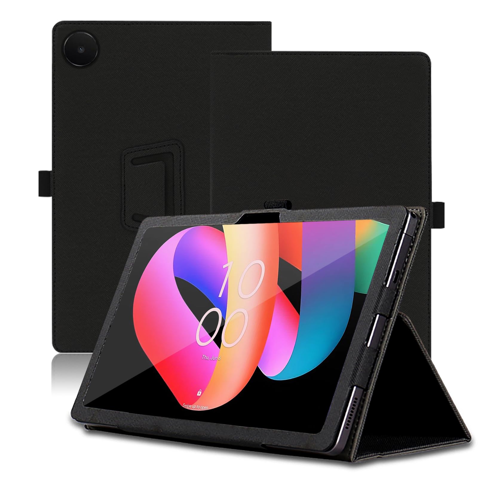 Case for TCL Tab 10L Gen 3 10.1 inch, TCL Tab 10L Gen 3 Tablet Case, Folding Stand Protective Cover with Pencil Holder and Wrist Strap, Full