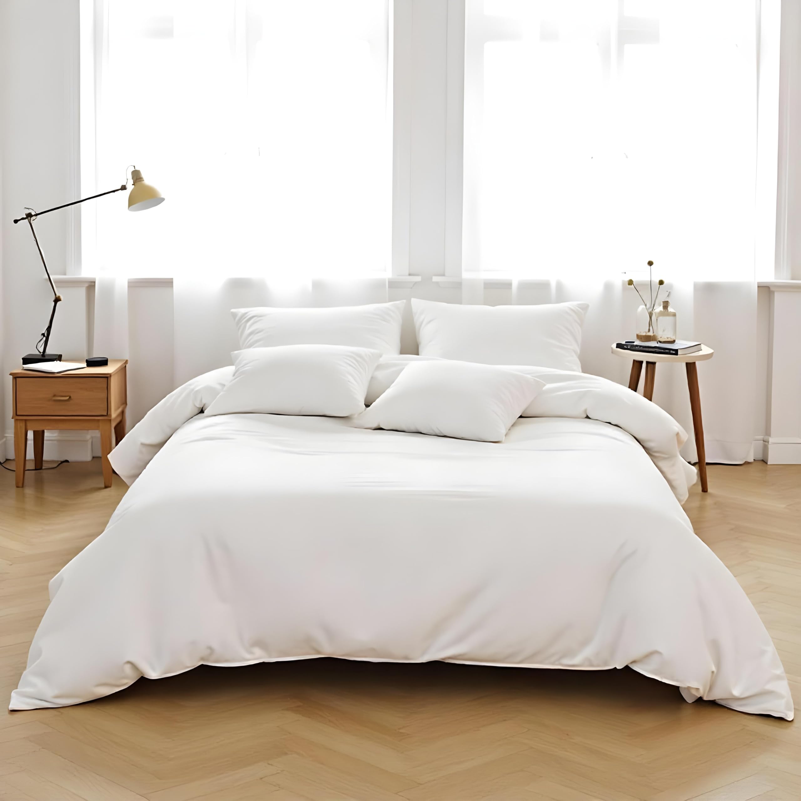 Linenwalas 100% Cotton Cover, Anti-Pilling 310 Tc White Solid Comforter Cover, Premium Quilt, Soft Durable Breathable Blanket, White (60X90 Inch) - Zipper-image-24