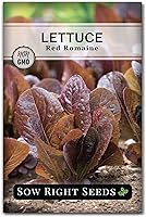 Sow Right Seeds Red Romaine Lettuce Seeds - Non-GMO Heirloom Packet, 550+ Seeds for Home Garden, Hydroponics or Outdoors - Crisp Deep Red Leaves