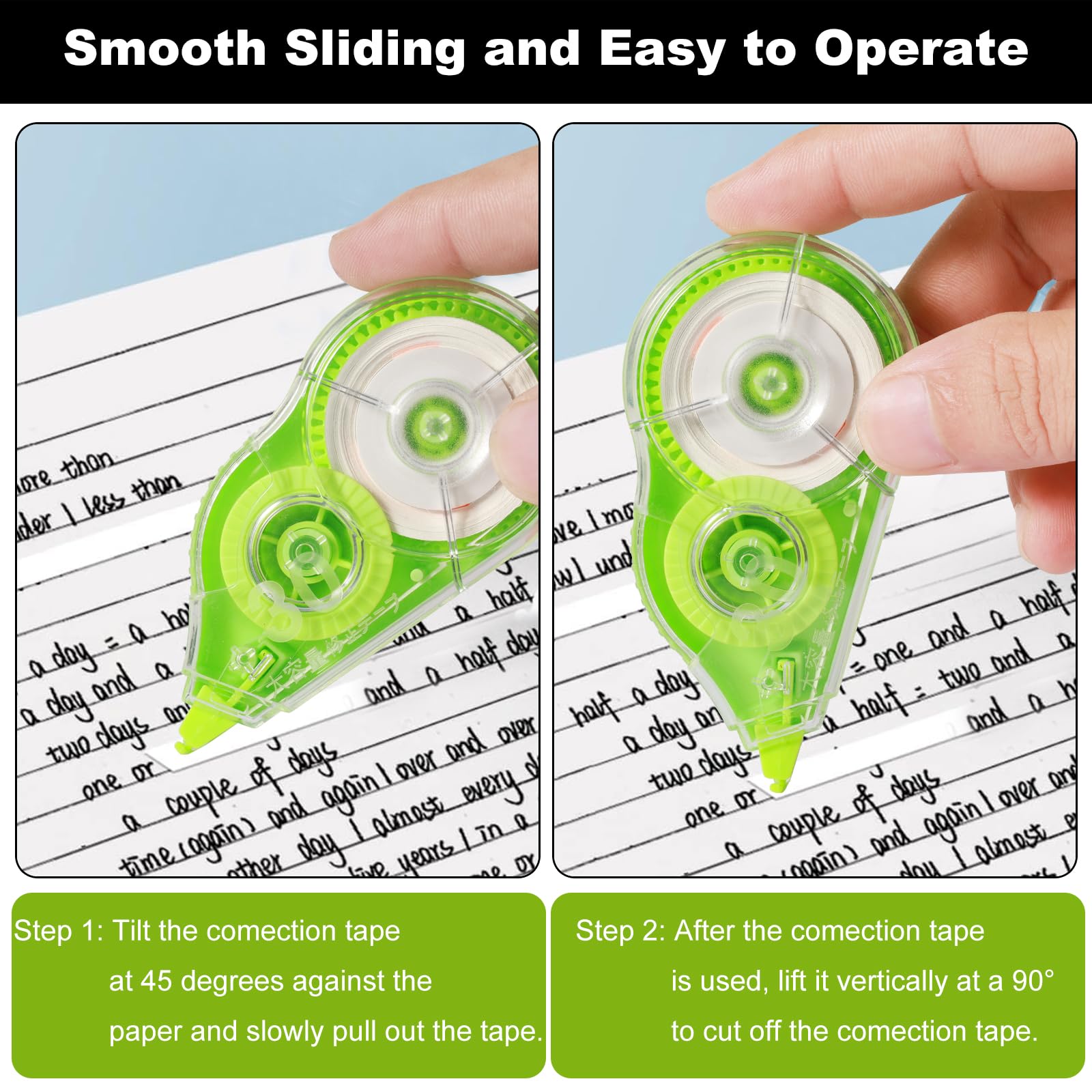 12 Bianchetti A Nastro Corrector Tape - 12m X 5mm, Con Cappuccio, Per Scuola E Ufficio, Design Colorato - Foto 3