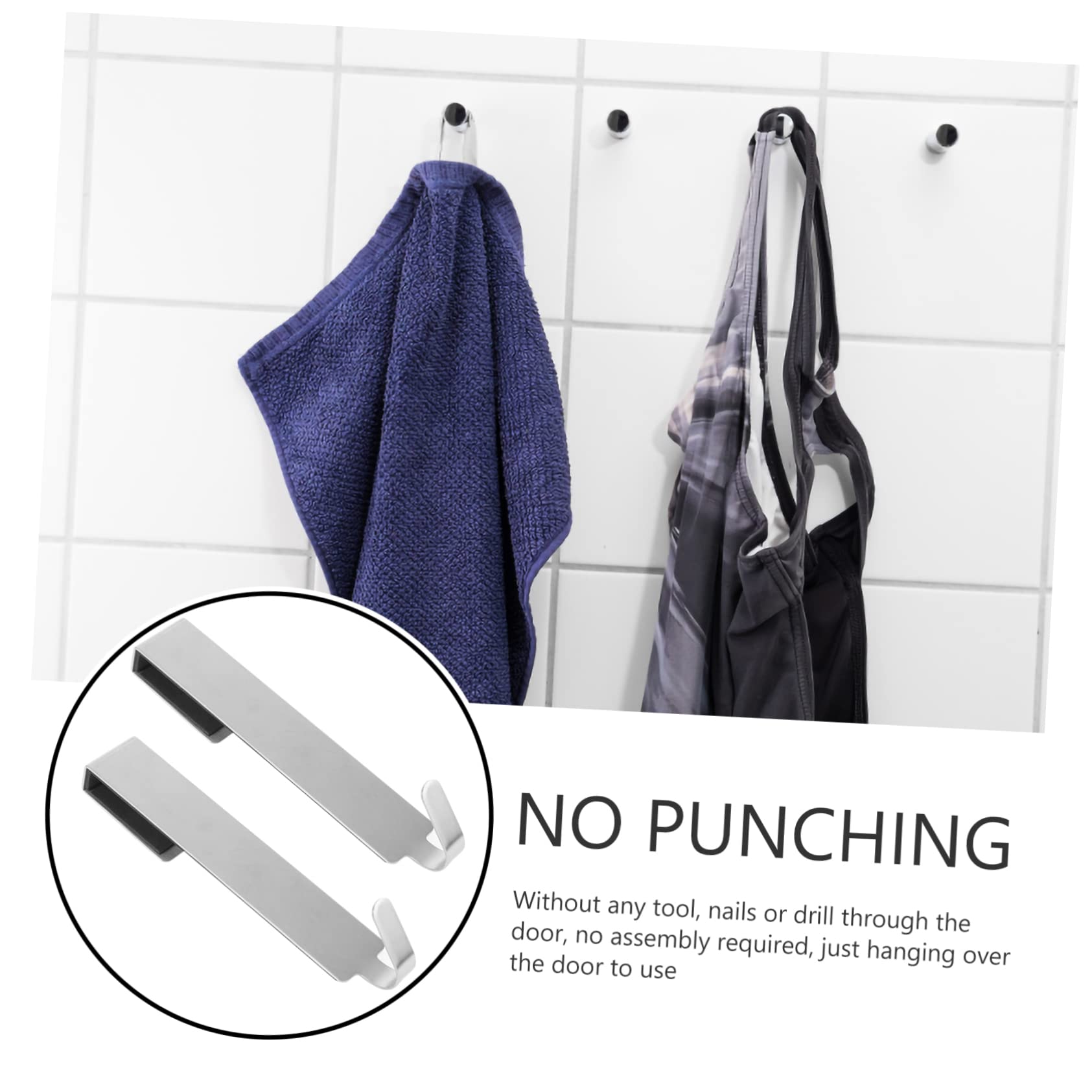VASDEV Percha de Metal 10 Piezas Gancho de gabinete Ganchos de Acero Inoxidable Ganchos para Colgar Ropa Ganchos para Puerta de Dormitorio Ganchos sin Perforaciones Gancho para Armario To