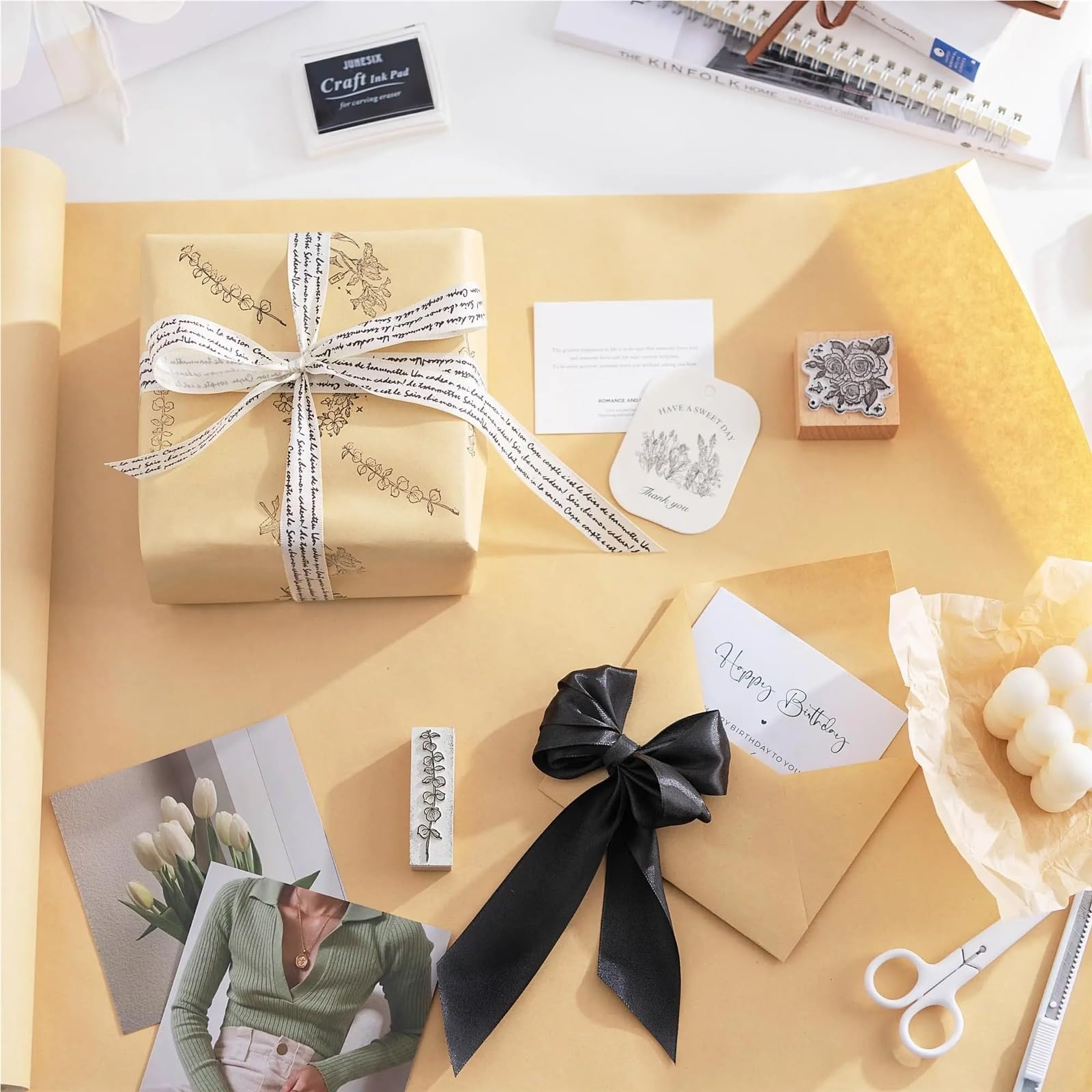 Lot de 3 rouleaux de papier cadeau kraft noir parfait pour les loisirs créatifs, le dessin, l'art mural, un mariage, un anniversaire, un festival (marron, 50 cm x 10 m)