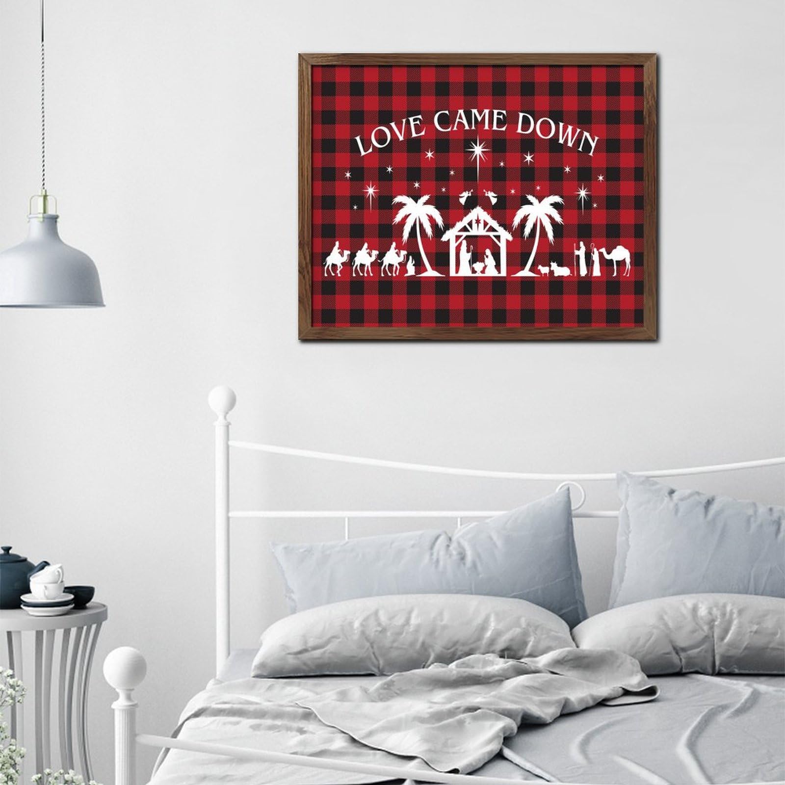 Cartello da parete in legno con scritta "Love Came Down", decorazione artistica da parete personalizzata per cristiani cattolici, segni religiosi, cartello da appendere per tavolo, cucina, porta