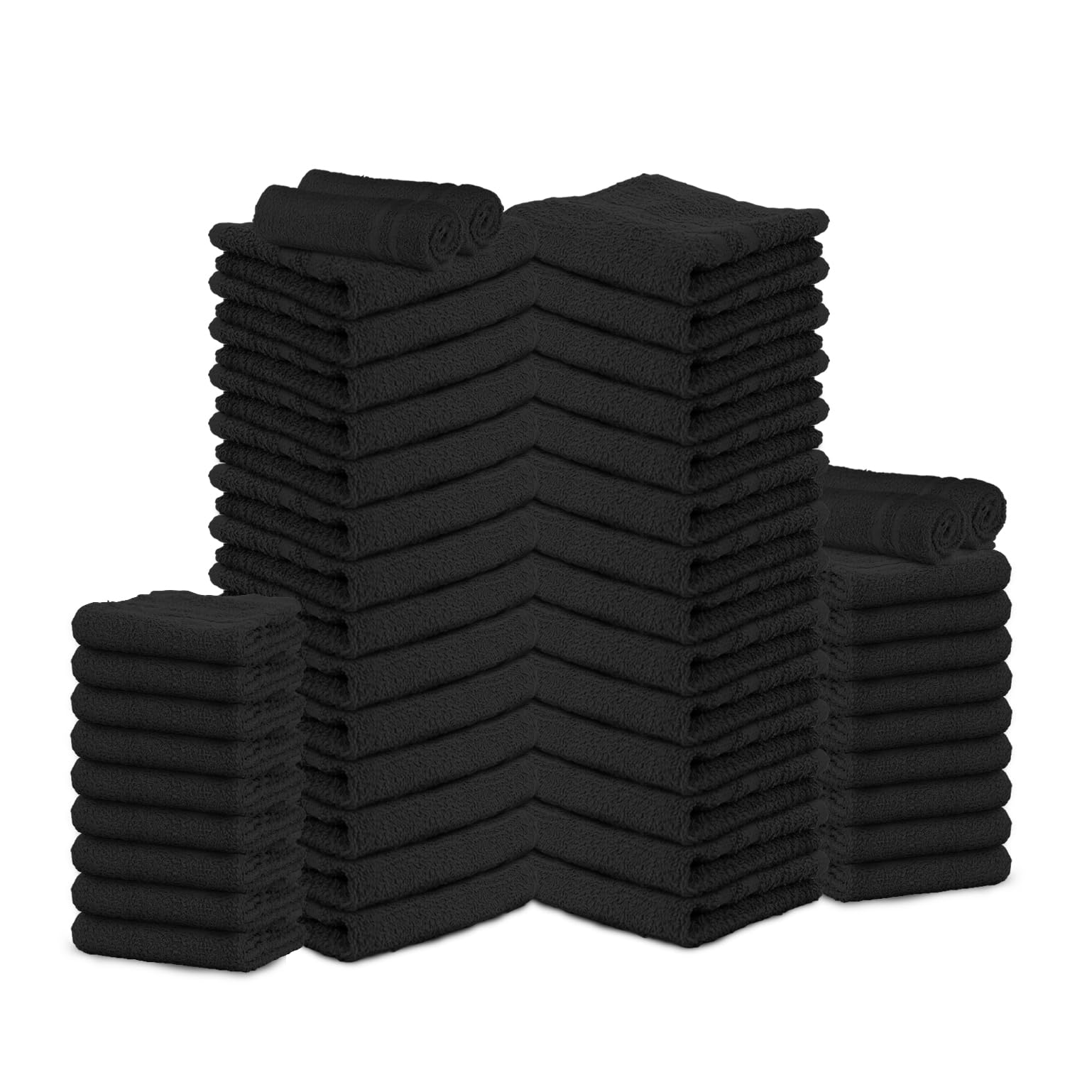 TOALLA Salon Towels – 50 Pack Black Hand Towels 100% Cotton Spa Towel – 16x27 inches Highly Absorbable Facial, Gym, Hair, Face, Bulk Small Towels (Not