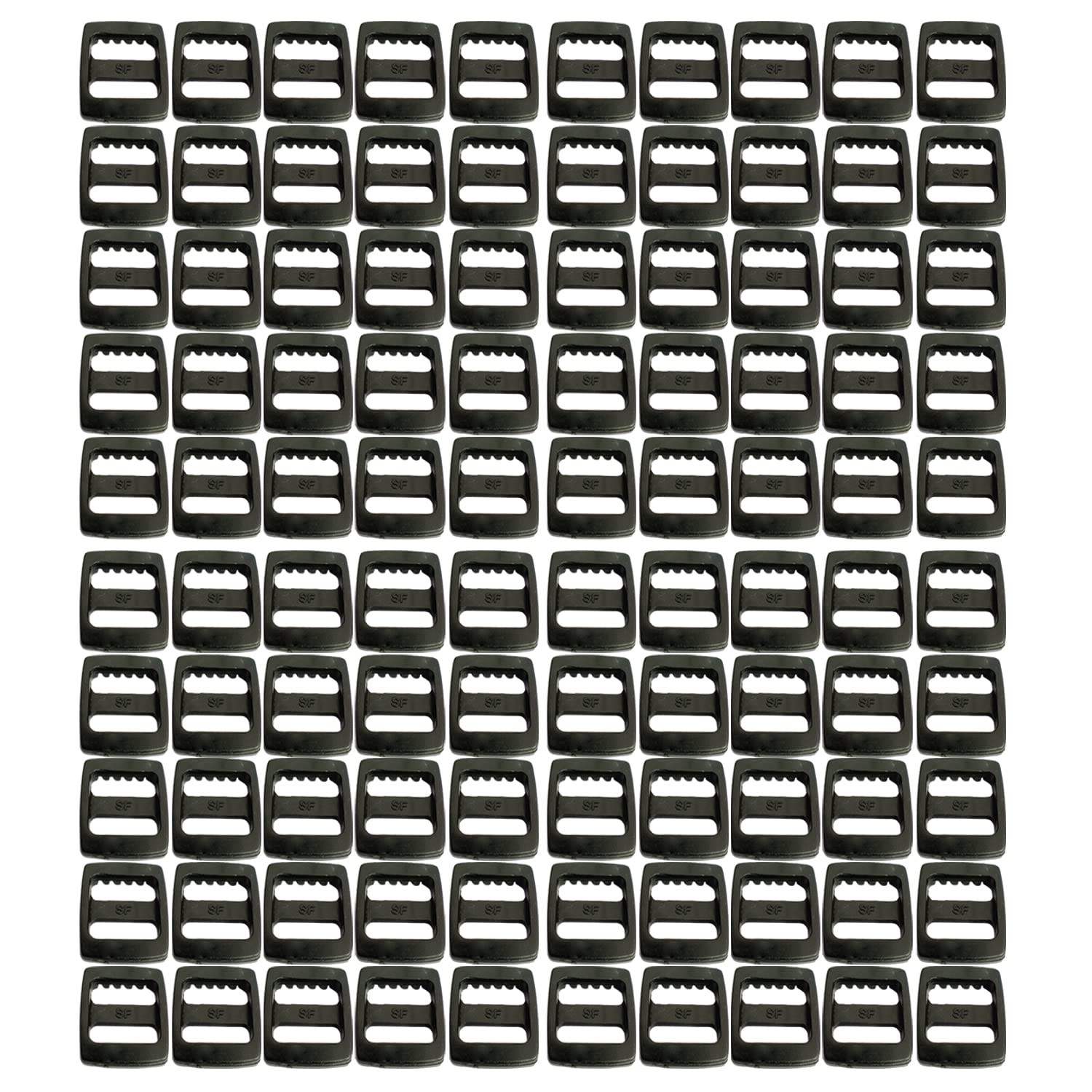 Aakriti 3/4 Inch/ 20mm (Inner Length) Plastic Tri-Glide Slides Button Bulk Adjustable Webbing Triglides Slider Buckle for Belt Backpack Bags Sewing Bag Strap Adjuster (100PCS-BAG-STRAP-ADJUSTER)