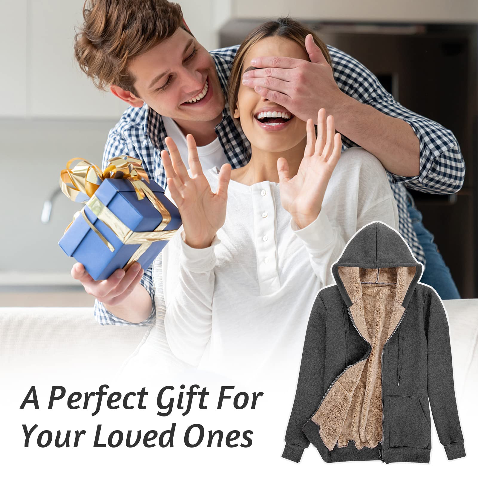 Niwicee Felpe con Cappuccio Donna Pullover Addensato da Tenere al Caldo Sweatshirt Maglione Manica Lunga Cappotto Hoodie Felpa in Pile Serie Plus Pullover Cotone Zip