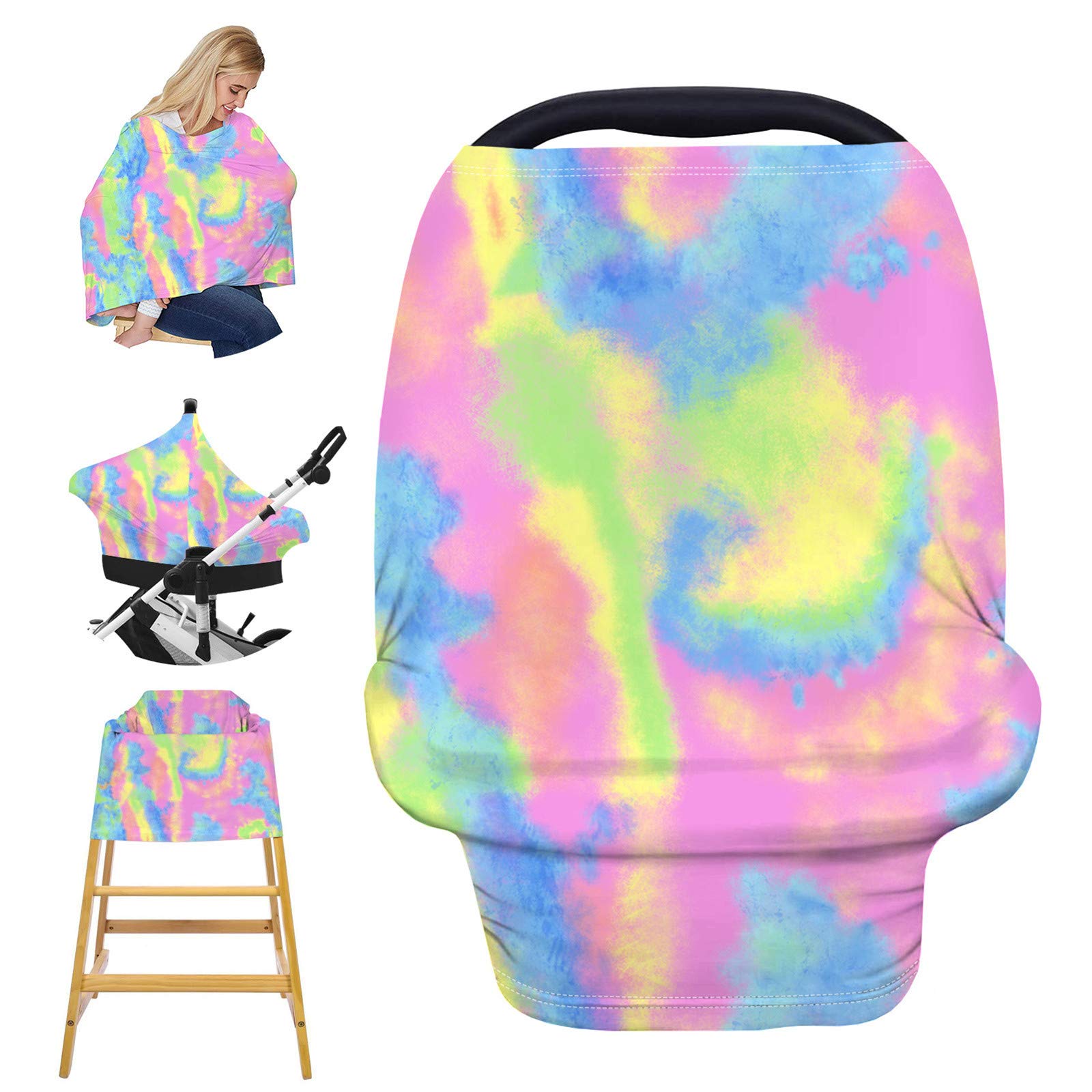 Nursing Cover for Breastfeeding, Stretchy Car Seat Cover for Babies, Soft Breathable Breastfeeding Cover, Stroller Covers, Shopping Cart Cover, Multi-Use High Chair Cover, Baby Shower Gifts