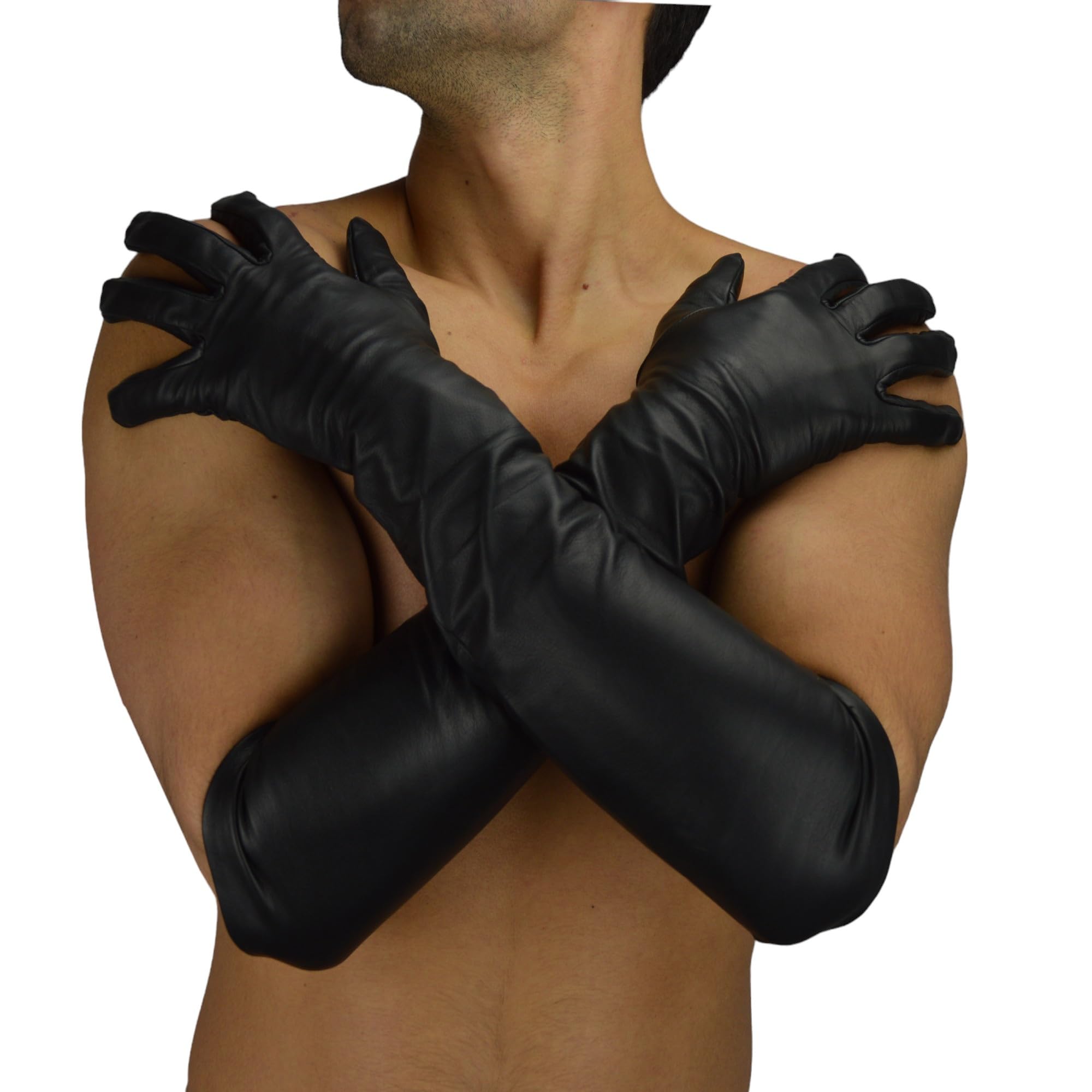105 Männer lederhandschuhe,lange lederhandschuhe Gay leder handschuhe, men long leather gloves