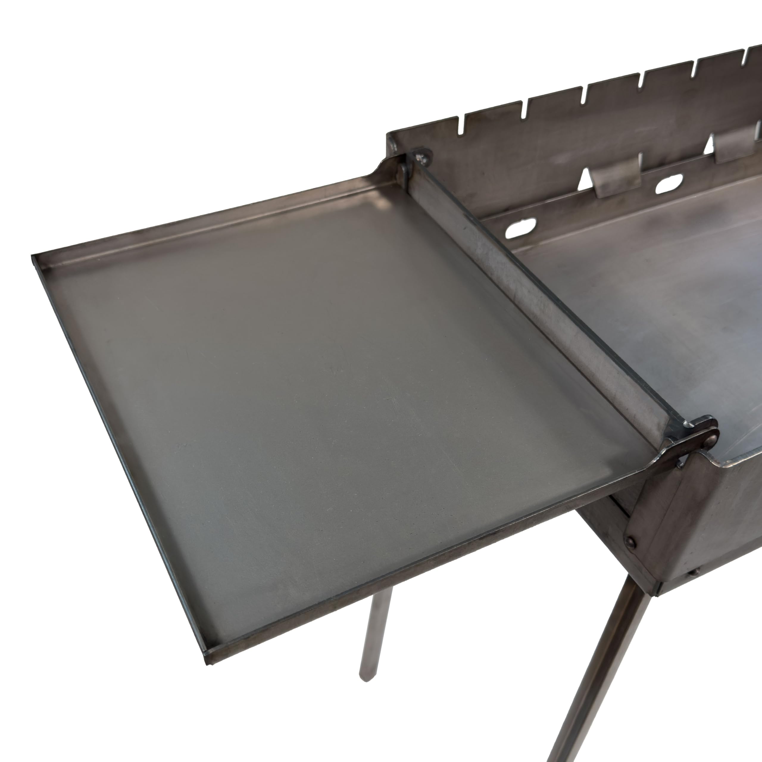 Barbecue portable Transformer avec 2 tables pliantes - Barbecue au charbon de bois pliable pour 9 brochettes - En acier de 3 mm - Pliable comme valise avec poignée - Idéal pour le jardin, le