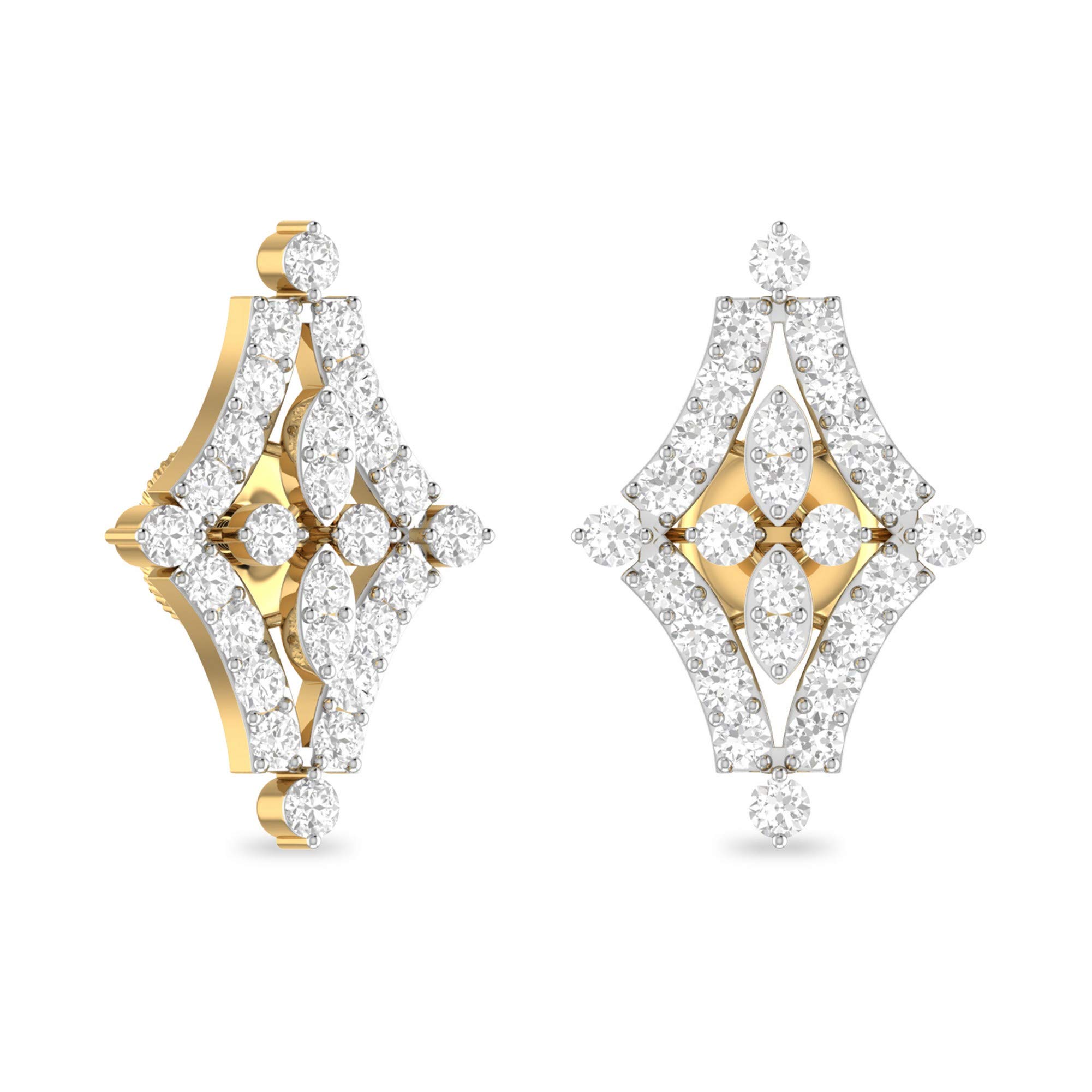 Yellow Gold and Solitaire Stud Earrings for Women-image-44