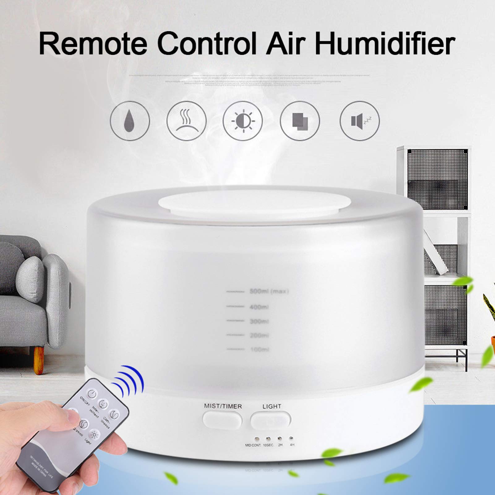 Remote Control 500ML Umidificatore ad ultrasuoni Diffusore di aromi a 7 luci a LED a colori(EU)