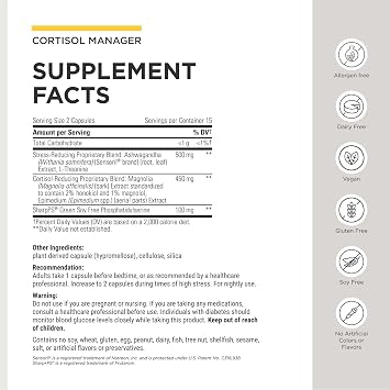 Integrative Therapeutics Cortisol Manager Allergen Free - Adrenal Health Support Supplement for Healthy Stress Response* - Vegan, Non-Dairy & Gluten-Free - 30 Capsules