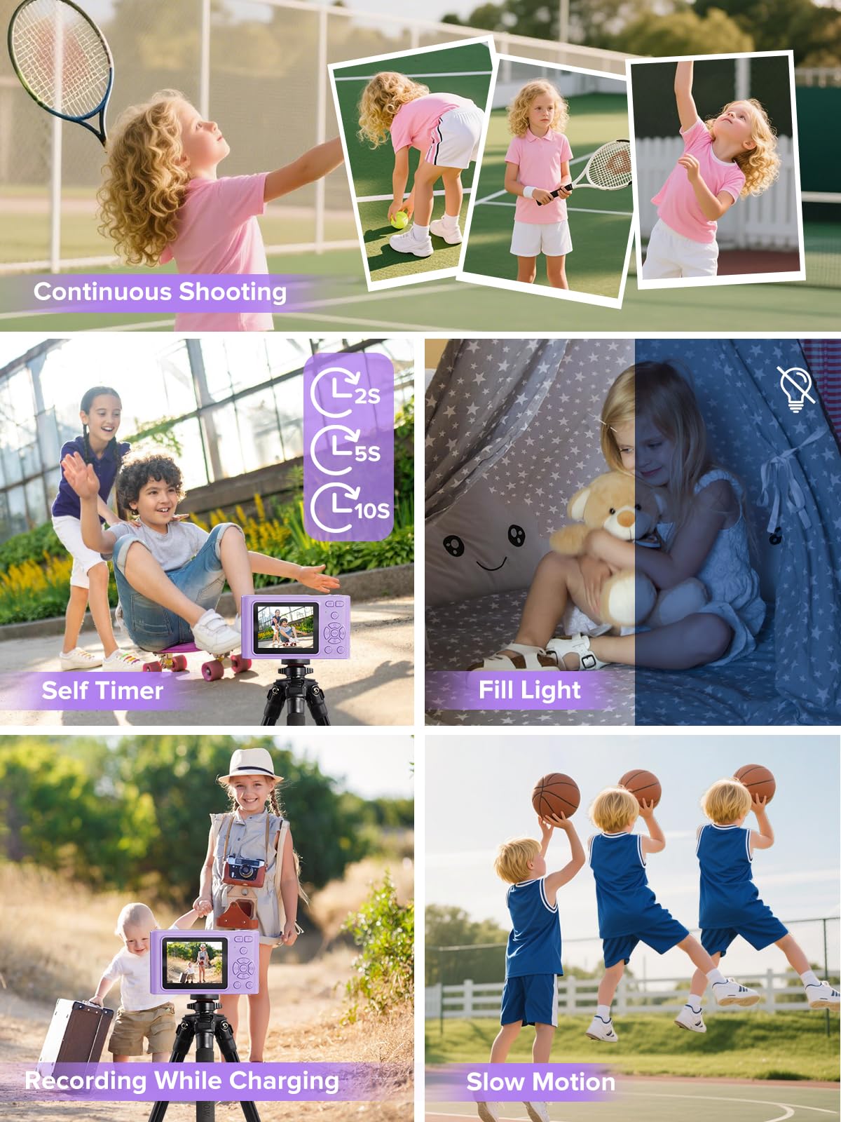 Cámara digital FHD 1080P con tarjeta de 32 GB, cámara de 44 MP para niños con zoom antivibración de 16X, cámara digital vintage, cámara pequeña portátil de regalo para niños, niñas, niños y
