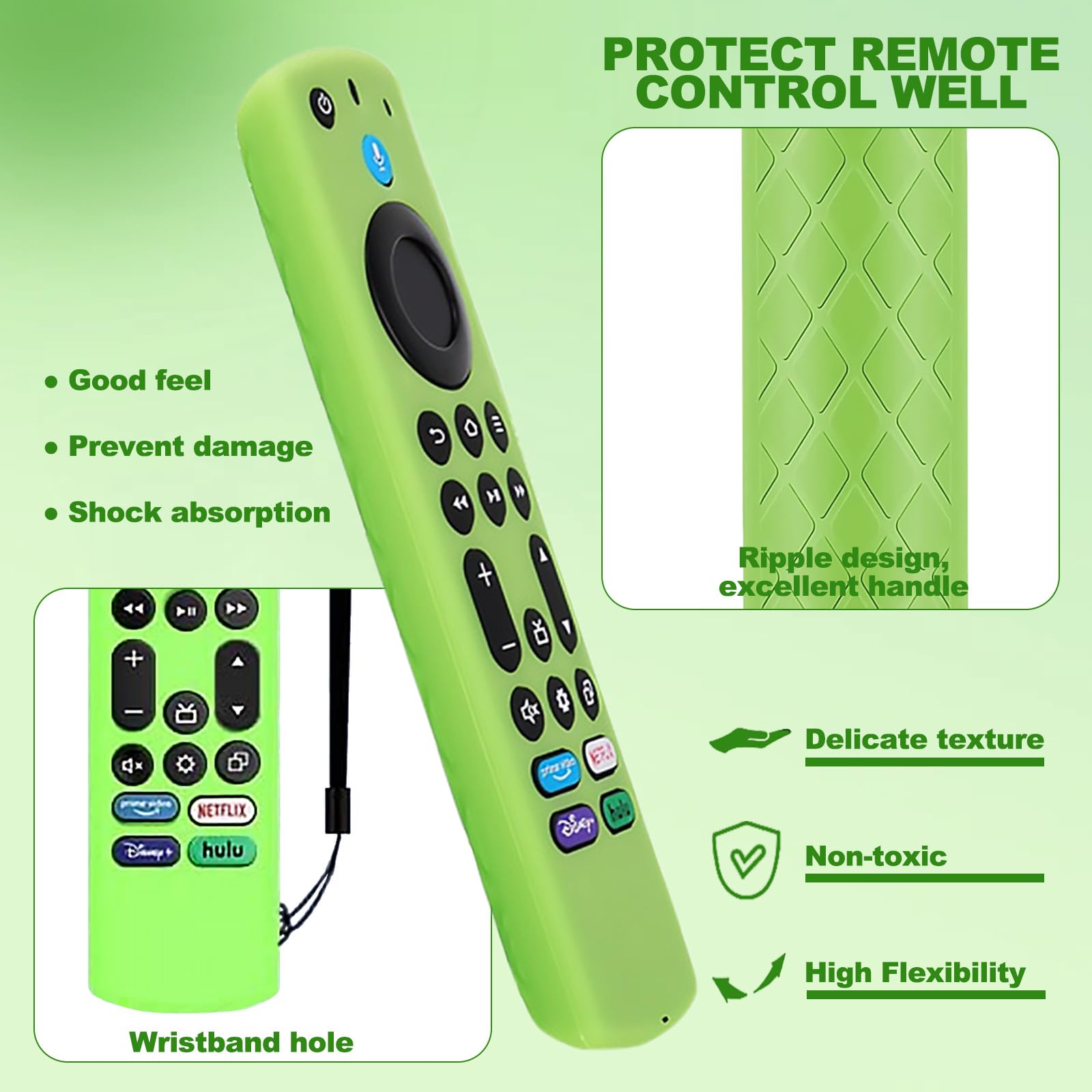 Hocklliy Remote Cover,2pcs Remote Cover Compatible with Fire Tv,Compatible with Firestick 4k Max (2nd Gen)/Toshiba/Insignia/Pioneer/Omni (Qled) Series Alexa Voice Remote Enhanced With Lanyard - Image 3