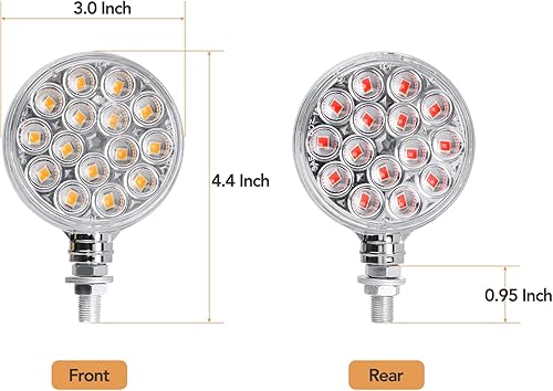 Miniatura 3 de Luz de guardabarros de pedestal de doble cara, montaje redondo de perno ámbar, 3 pulgadas, 30 LED, lente transparente, señal trasera, señal de giro,