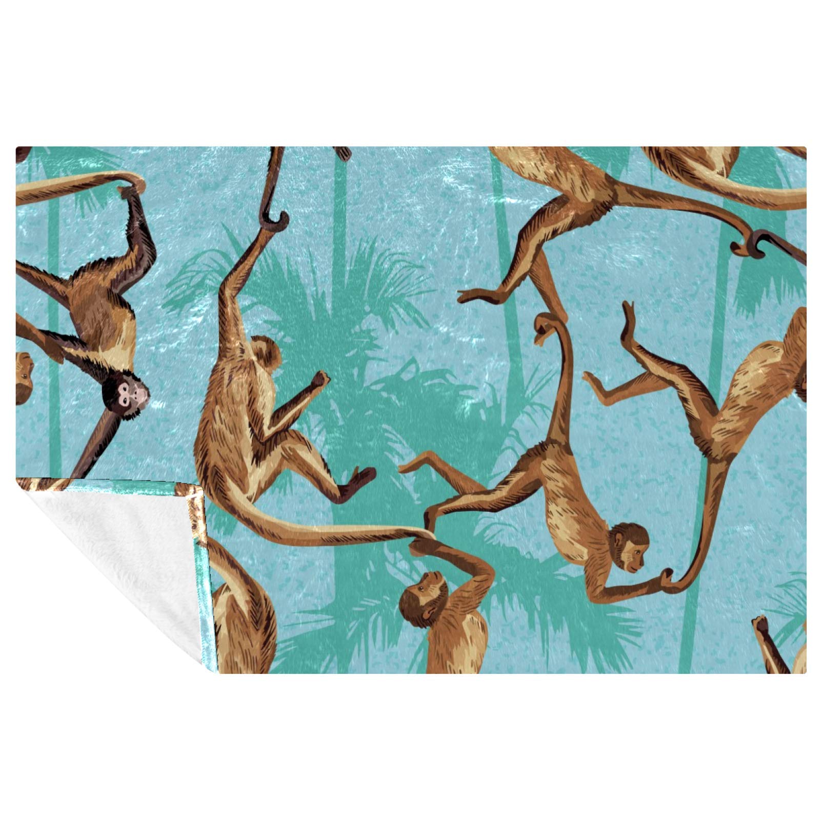 Couverture singe palmier pour pique-nique et lit 150x100 cm