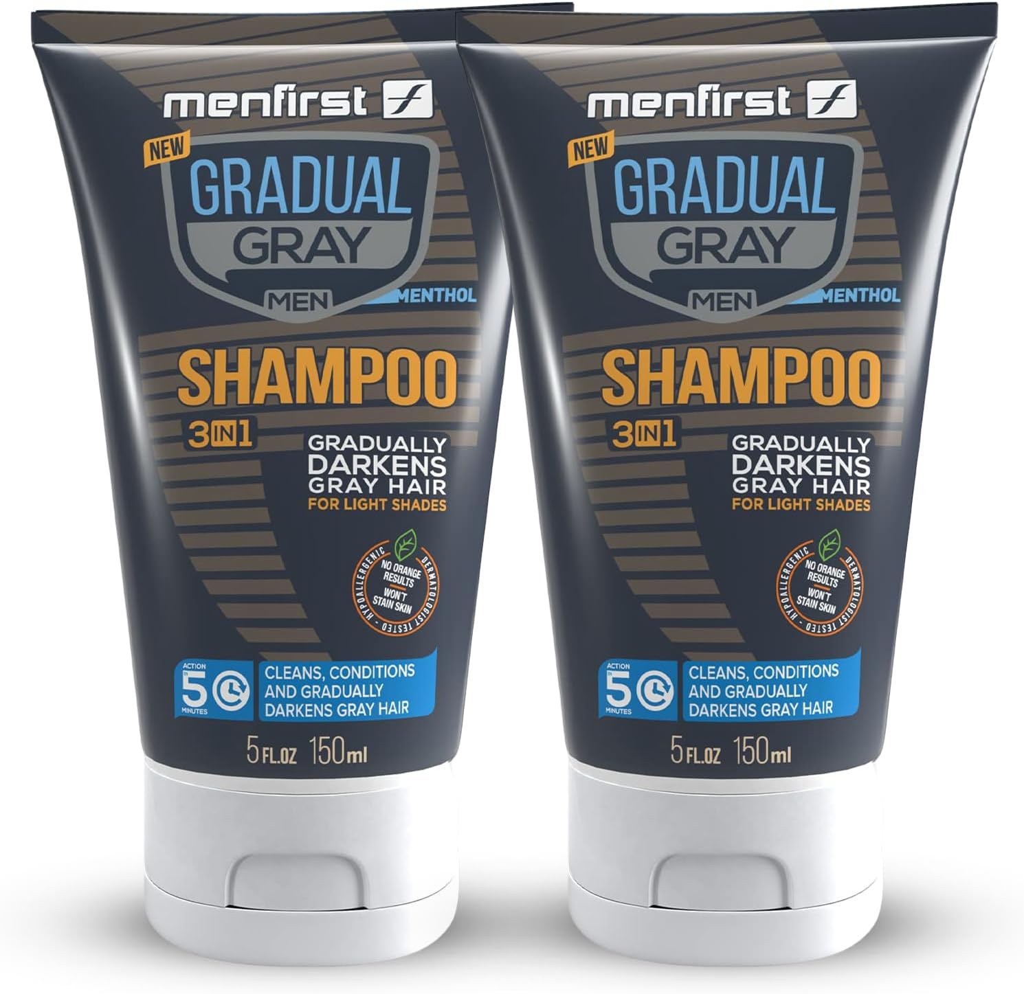 MENFIRST - Gray Hair Reversal Shampoo - Gradual Darkening for Light Brown to Blonde Hair - Hypoallergenic & Chemical-Free - Gray Reducing Formula for Men - 2 Pack, 5 Oz Each