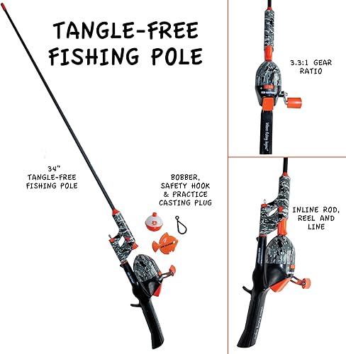 Miniatura 3 de Kid Casters Combo de pesca sin enredos | Carrete Spincast y tapón de práctica de fundición con bobber | Combo sin enredos de 34 pulgadas | Línea de
