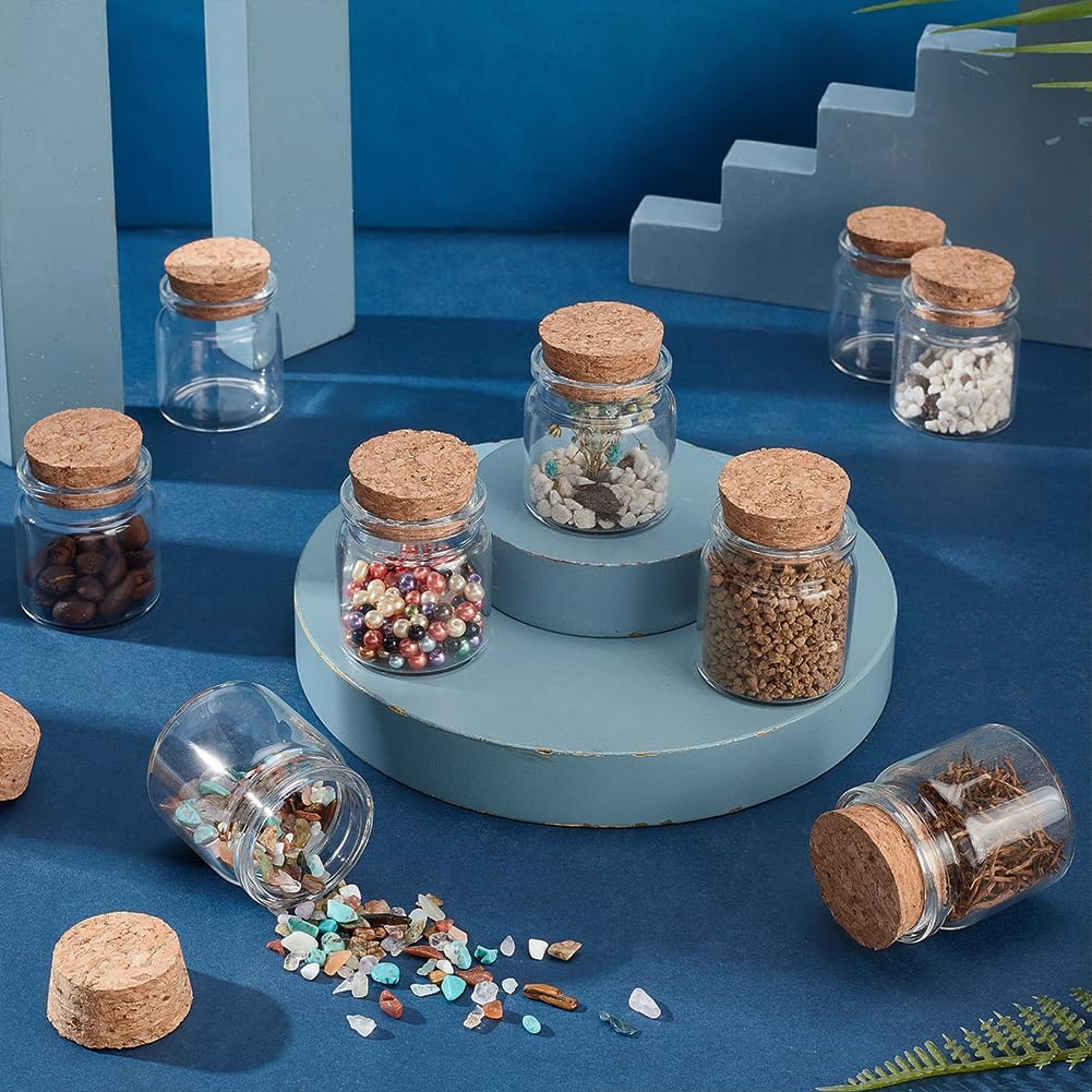 PH PandaHall 20pcs 20ml Glass Bottles with Cork Stoppers, Mini Glass Bottles Small Decorative Bottle Tiny Glass Vials Corks Jars Art Crafts Storage Container for Wedding Birthday Party Favors Decor