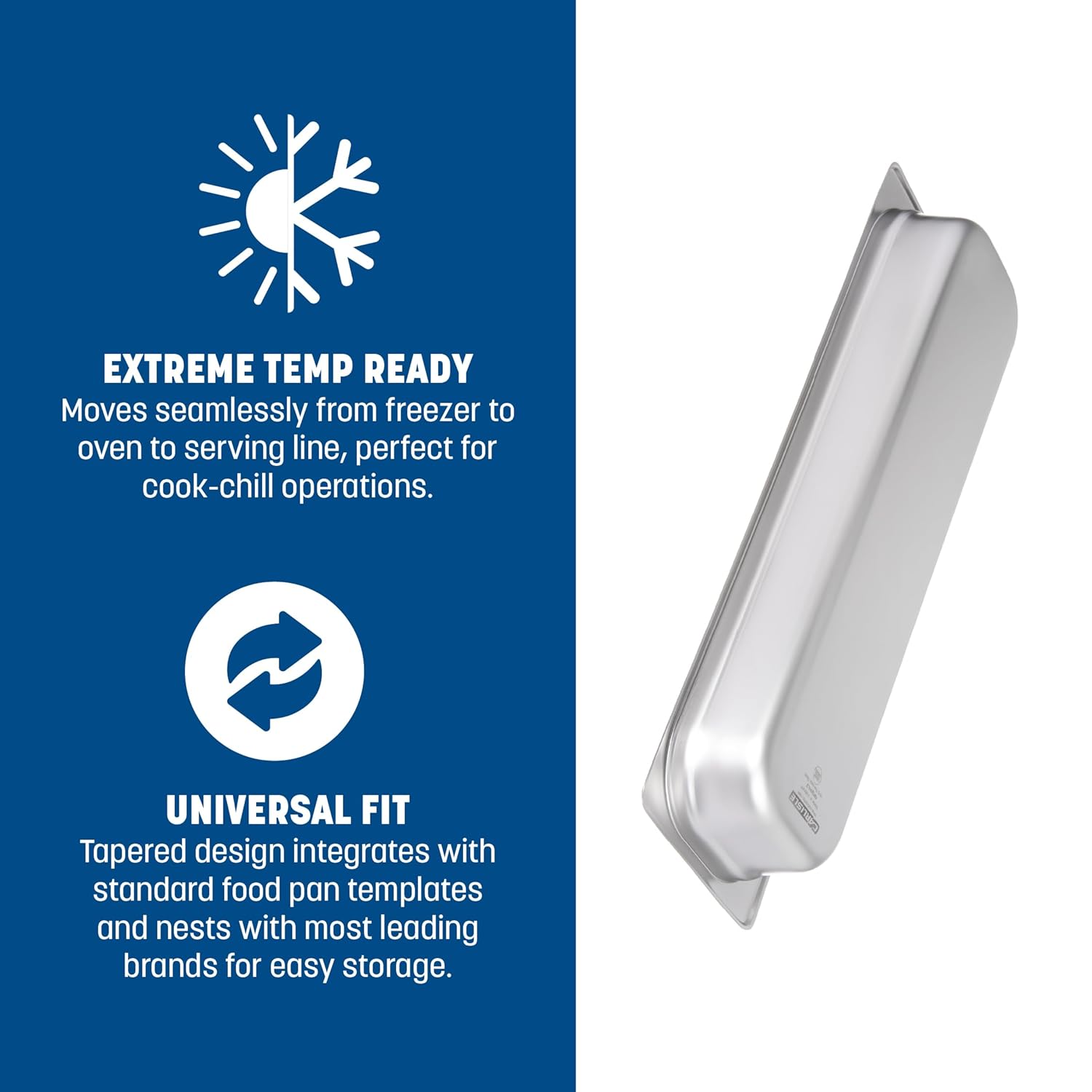 Carlisle FoodService Products Durapan Long Steam Table Pan for Catering, Hotel, and Restaurants, Stainless Steel, 1/2 Size 2.5 Inches Deep, Silver, (Pack of 6)