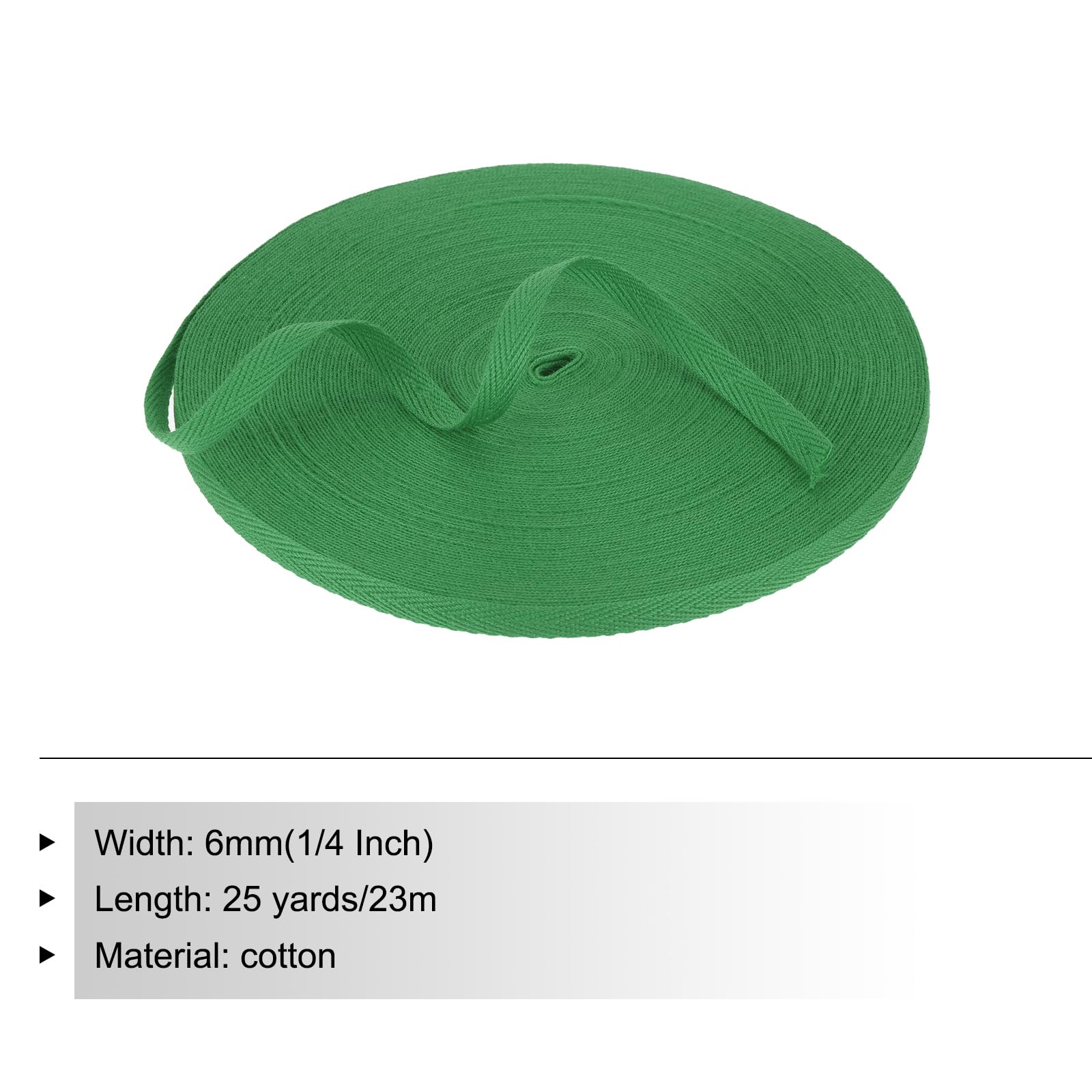 PATIKIL Cotton Twill Tape 6mm 23m Cotton Ribbon Bias Binding Tape Herringbone Webbing Trim for Sewing Gift Wrapping Green - Image 2