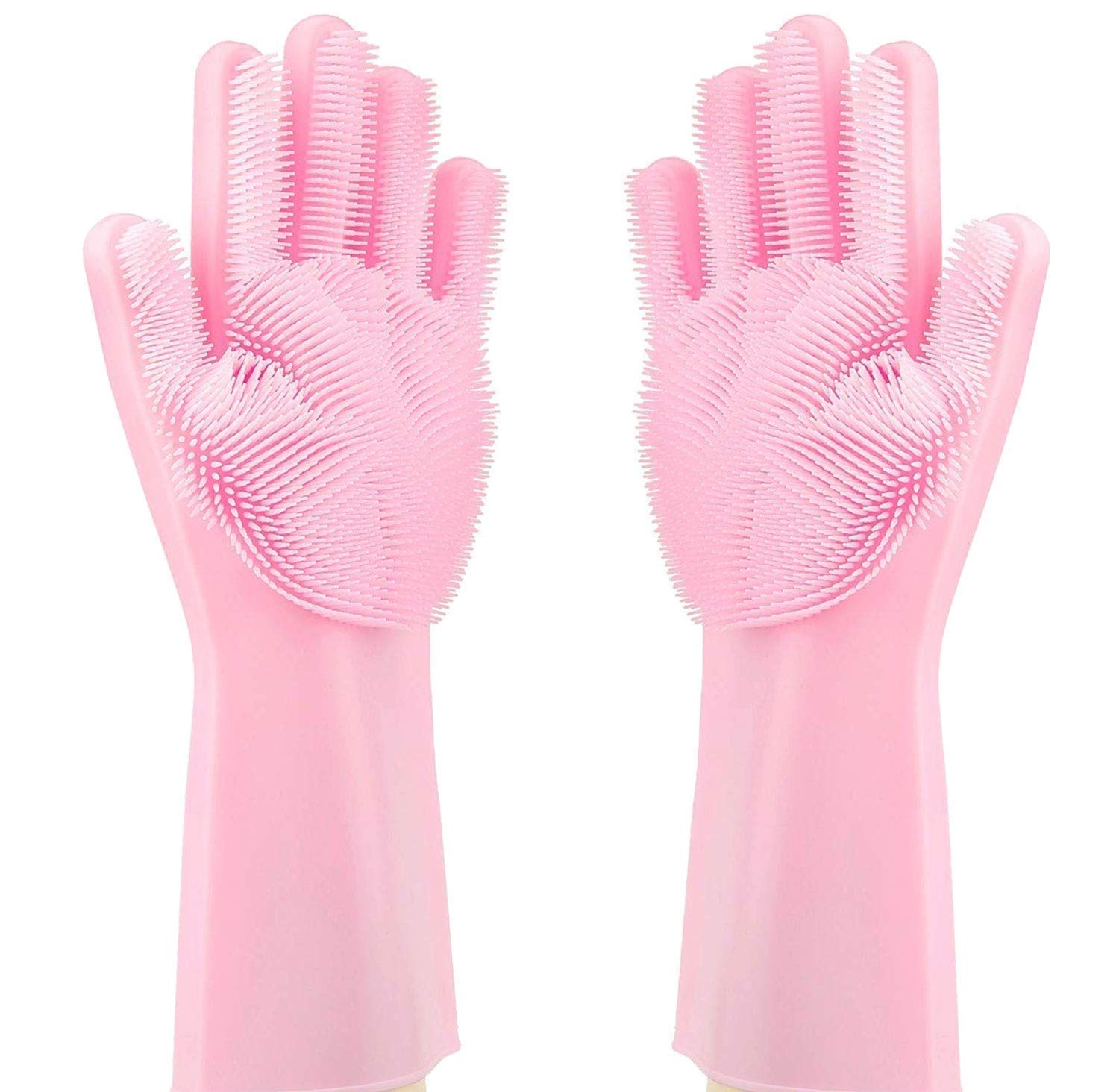 Prifix Silicone Gloves Heat Resistant Rubber Dish Washing Gloves with Wash Scrubber (Medium, Multicolor) (B07R76X5K7) Amazon Price History, Amazon Price Tracker
