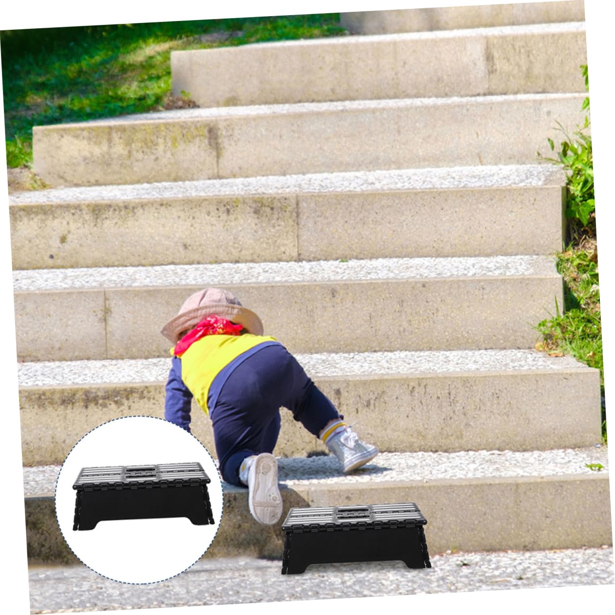 Alipis Foldable Step Ladder for Seniors Portable Stool Anti-Slip Design Lightweight for Elderly