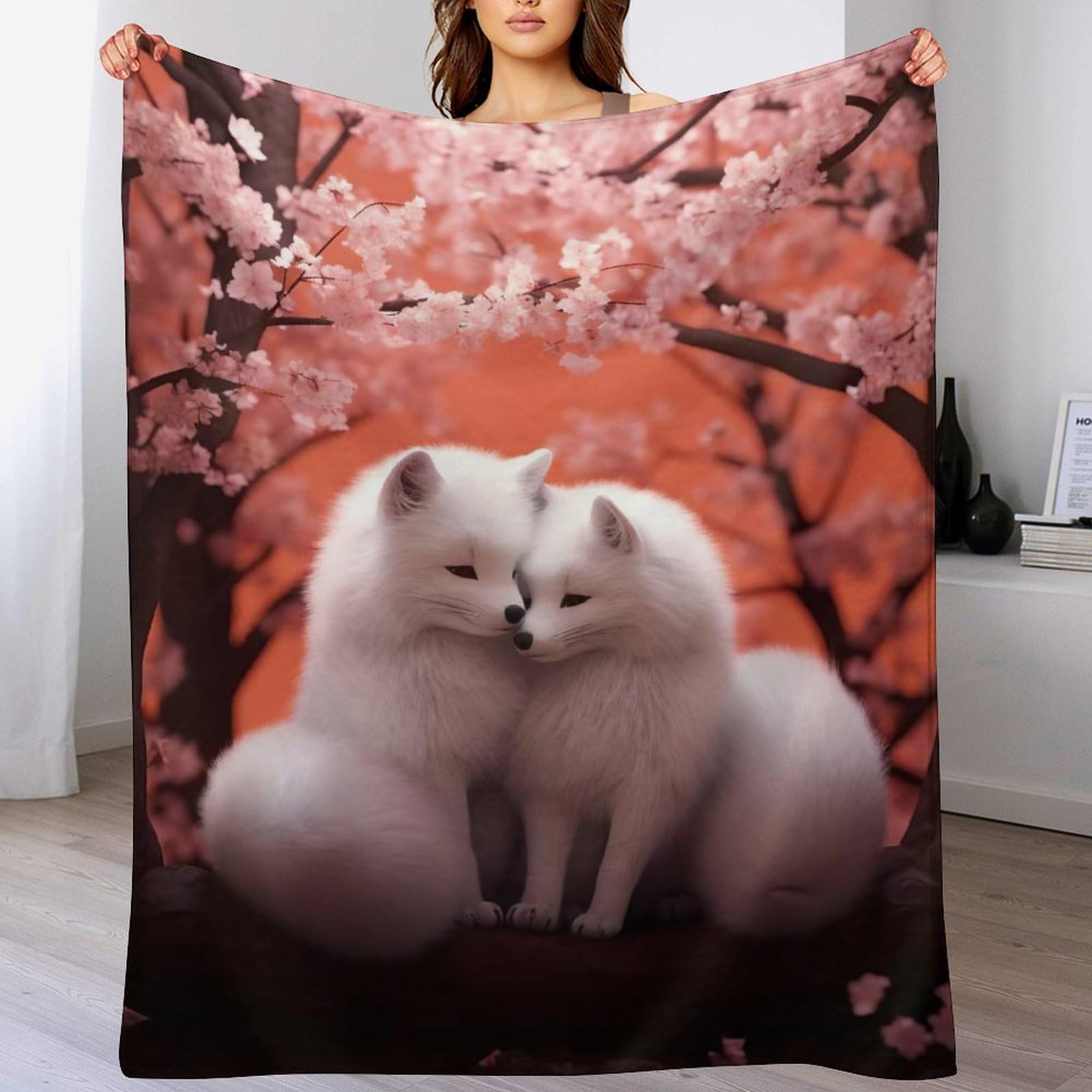 Couverture renard facile d'entretien contre le froid du canapé plaid lavable