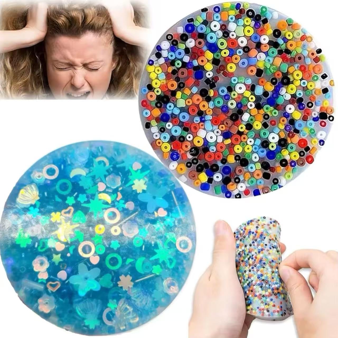 AALFA Reusable Picky Pad Fidget 2-Pack Fidget Toy for Trichotillomania, Skin Picking, Anxiety Relief, Silicone Sensory Pad, Luminous & Sea Blue Star