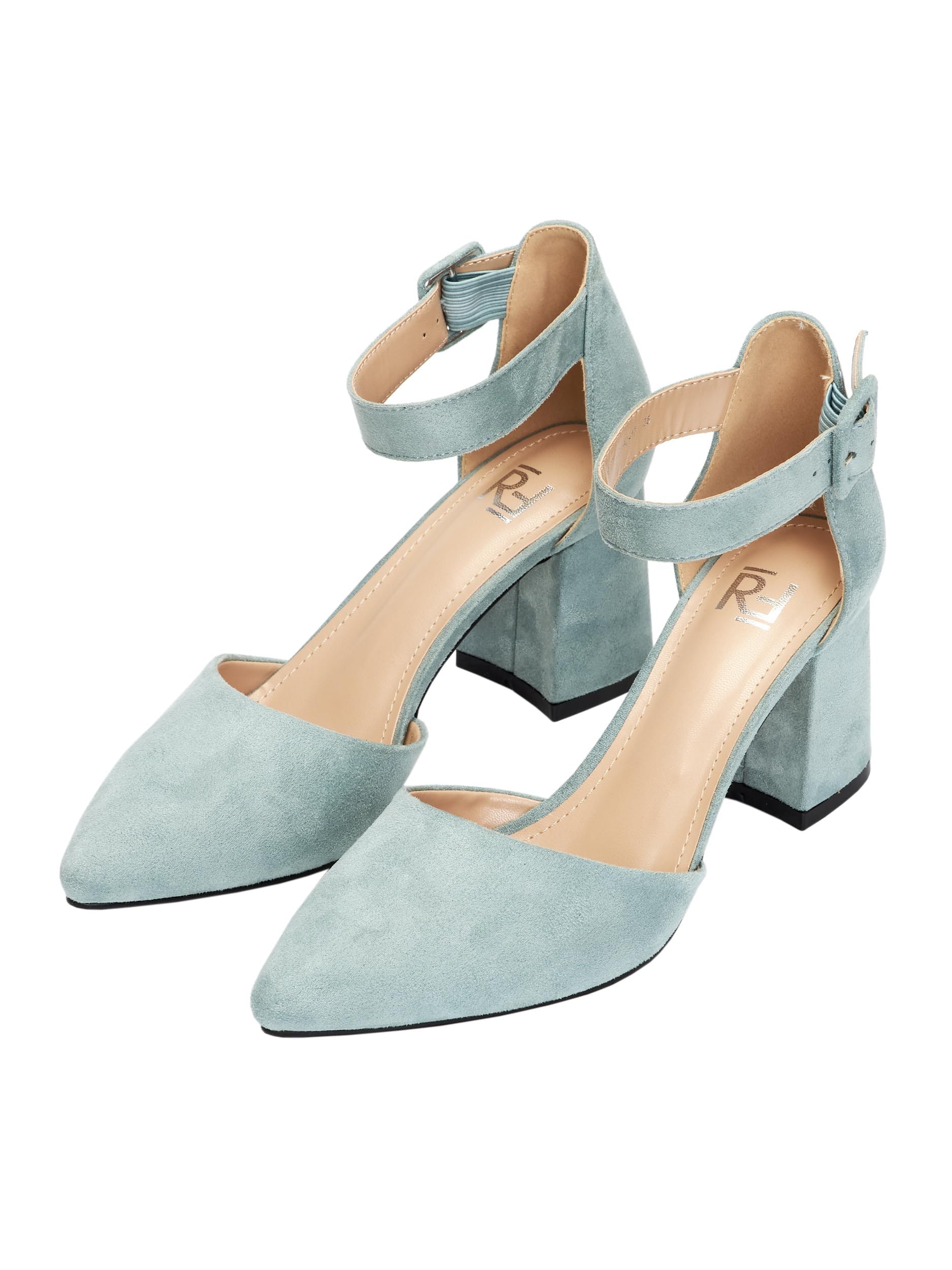 Scarpe con Tacco, 7 cm Tacco Largo, Décolleté Donna, Nero/Beige/Fucsia/Viola/Rosso/Bordo/Blu/Bianсhe/Verde/Grigie/Vernice, Tessile/Similpelle, Cinturino alla Caviglia, H1877-A0142