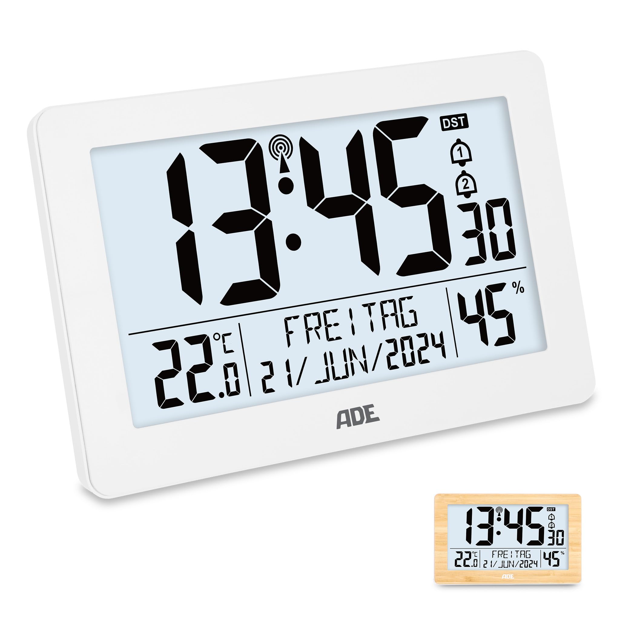 Uhr Digitale Funkuhr Tisch Lunartec Digitale Wanduhr: Flache LED