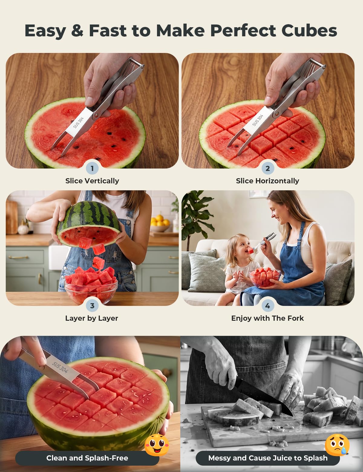 CripsTaste Watermelon Cutter Slicer Tool Stainless Steel Watermelon Fork — Amazon image 2