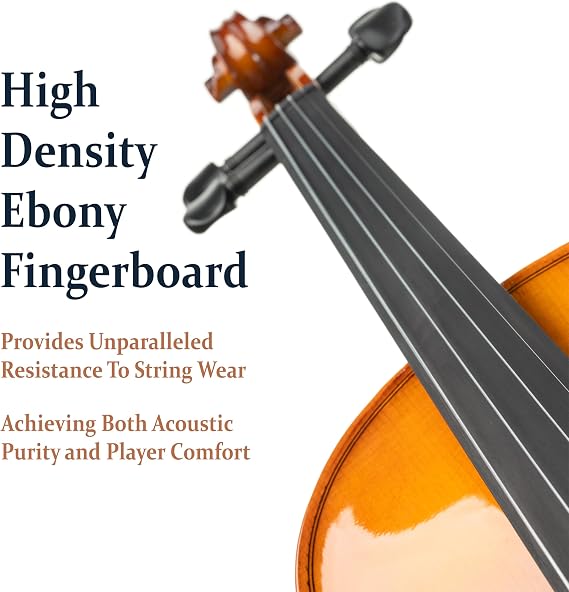 Cecilio 1/2 Violin Solidwood Violin with Hard Case, Bow, Rosin, Tuner, Shoulder Rest & Lesson Book Ideal for Beginners