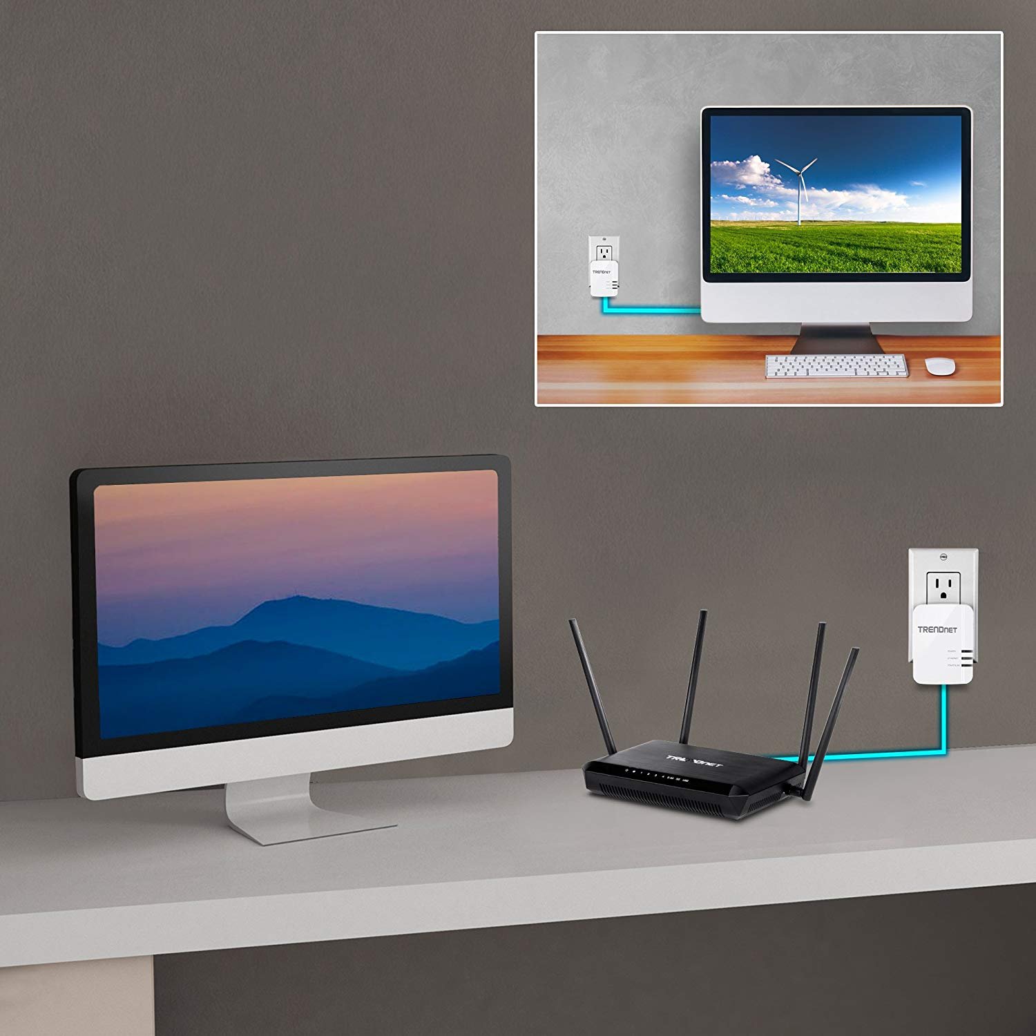 TRENDnet Powerline 1300 AV2 Adapter-Set, TPL-422E2K, inkl. 2 x TPL-422E Powerline Ethernet Adapter, IEEE 1905.1 & IEEE 1901, Gigabit Port, Reichweite bis zu 300 m, einfache Plug-in-Installation