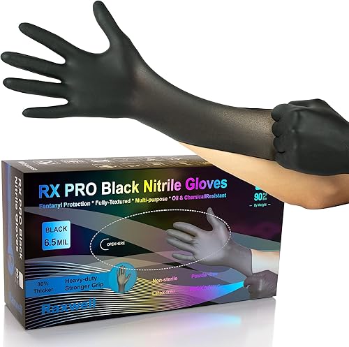 Raxwell Black Nitrile Disposable Gloves, Latex Free Food Grade, 6.5mil Mechanic Gloves for Cooking and BBQ
