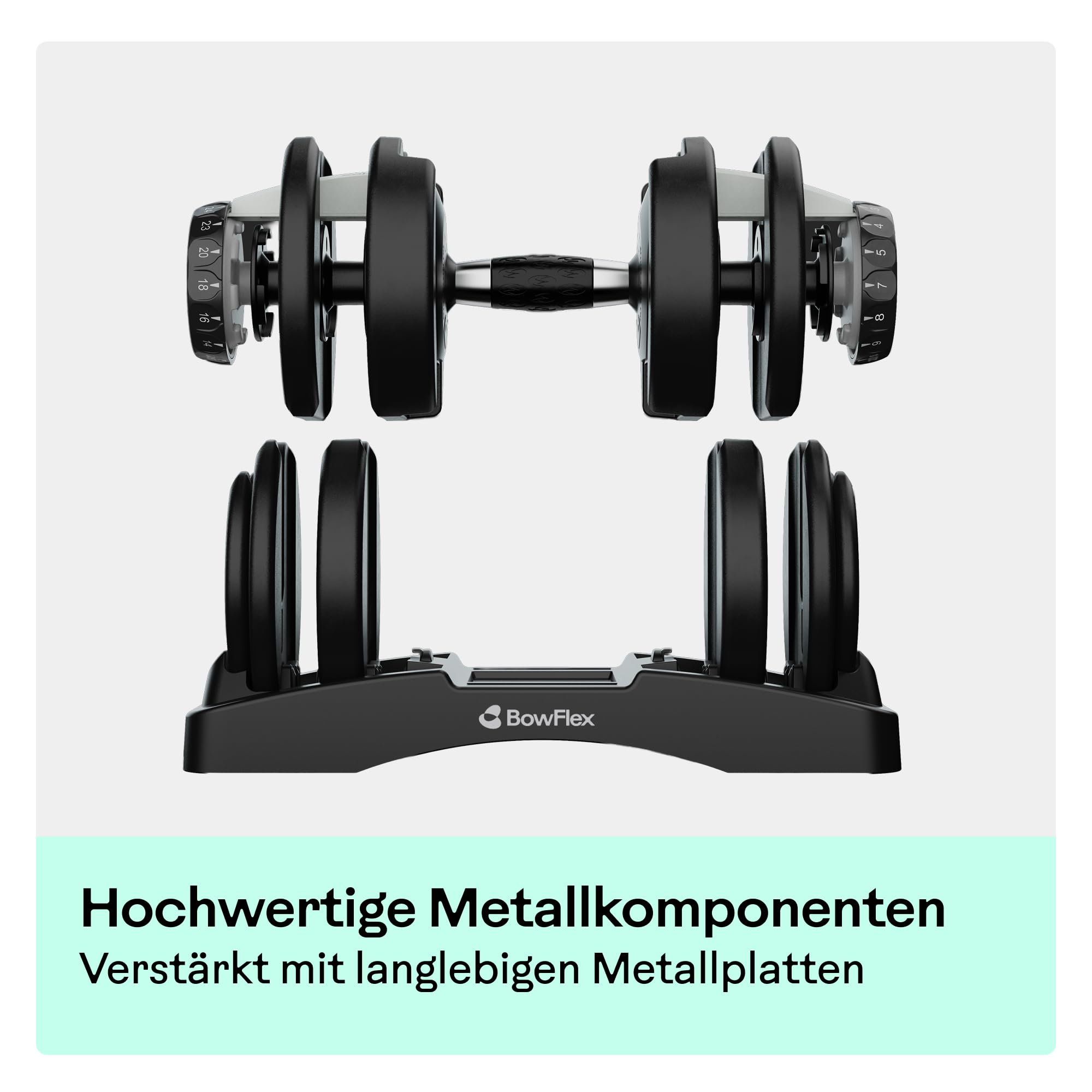 Bowflex SelectTech 52 Verstellbare Hanteln (Paar) 2–24 Kg, Einstellbar Schnellwahlsystem, Platzsparende Kurzhanteln, Für Home Gym Krafttraining, JRNY Kompatibel
