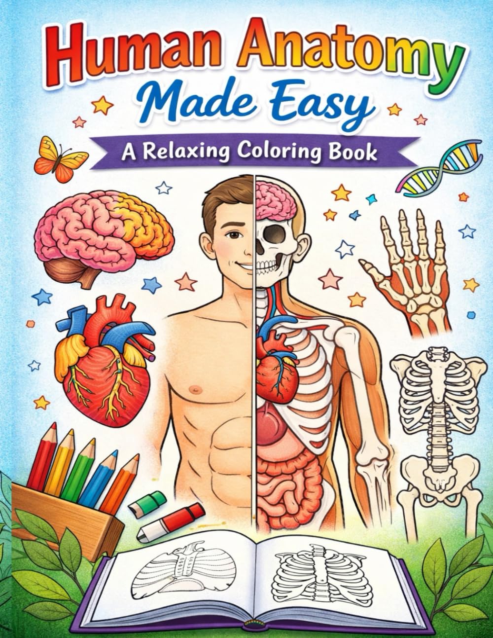 Human Anatomy Made Easy: A Detailed Skeletal, Muscular and Organ System Coloring Book for Students and Adults