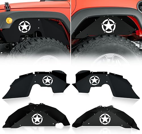 SUORTO - Forro interior de acero para guardabarros delantero y trasero compatible con Jeep Wrangler JK JKU 24 puertas 2007-2018