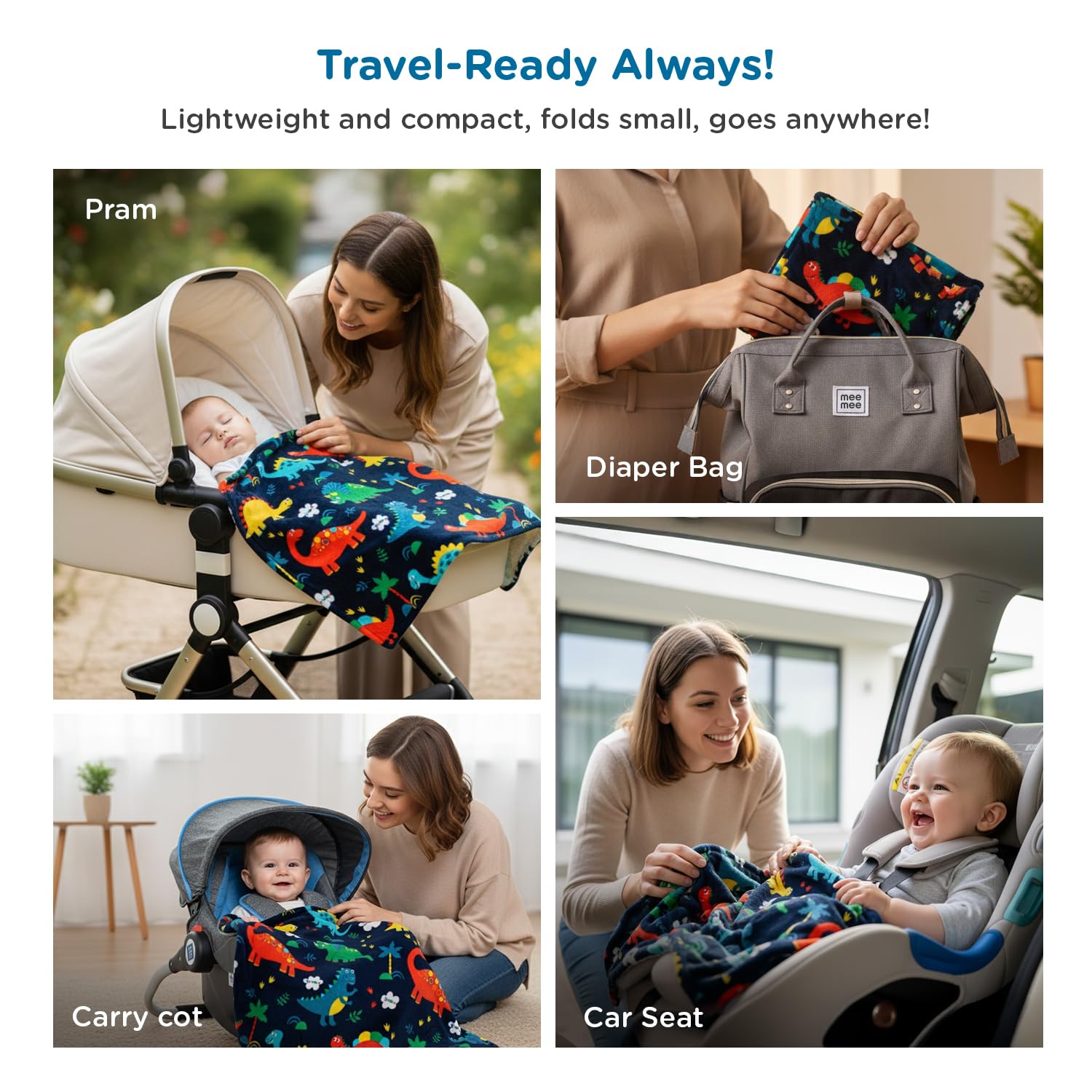 Mee Mee Dinosaur Baby Blanket - Soft & Warm -7