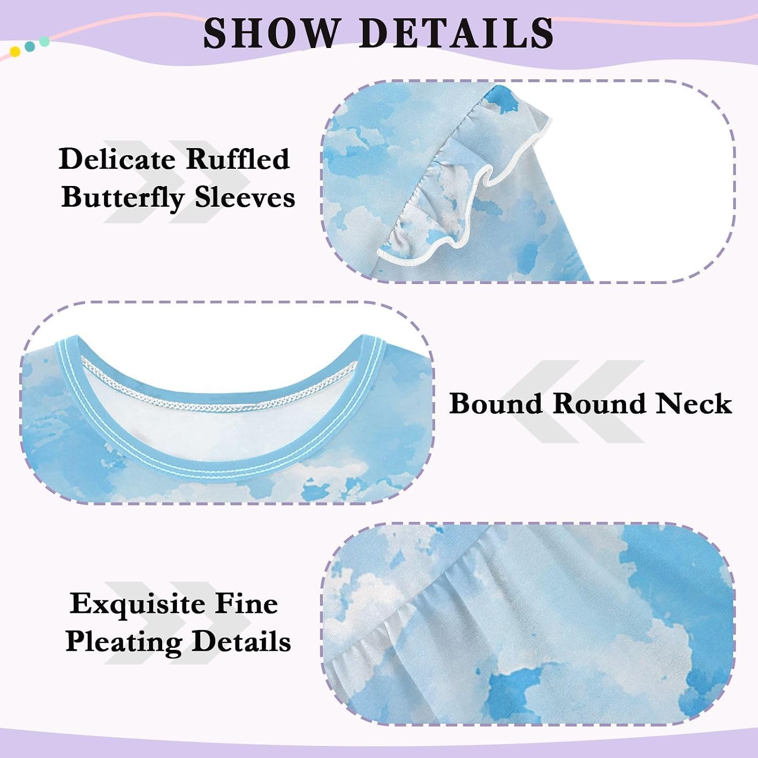 visesunny Toddler Clothes for Girls Dreamy Pastel Blue Tie-dye Long Sleeve Fall Shirts Cotton Top with Ruffle Collar