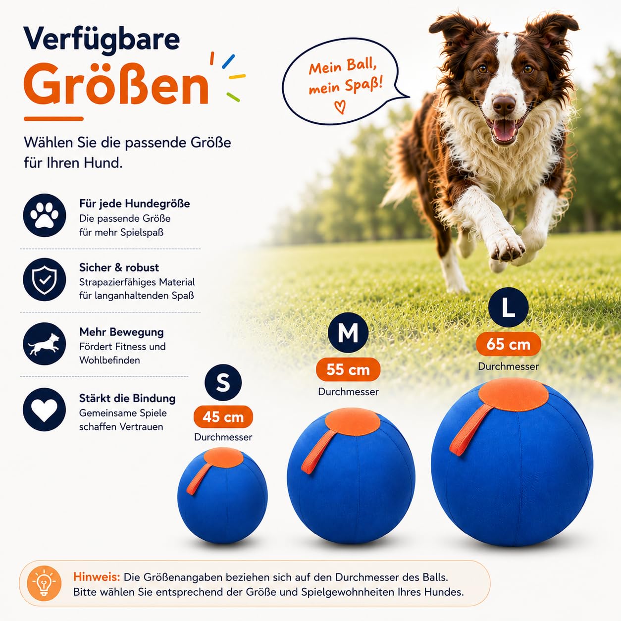 DZ'HUE Lentiva Norden Treibball– Aufblasbarer Herding Ball für mittlere & große Rassen, Kau- und kratzfester Hüteball mit Handschlaufe, Riesen Hundeball für Outdoor Training (Farbmuster,M-55cm)