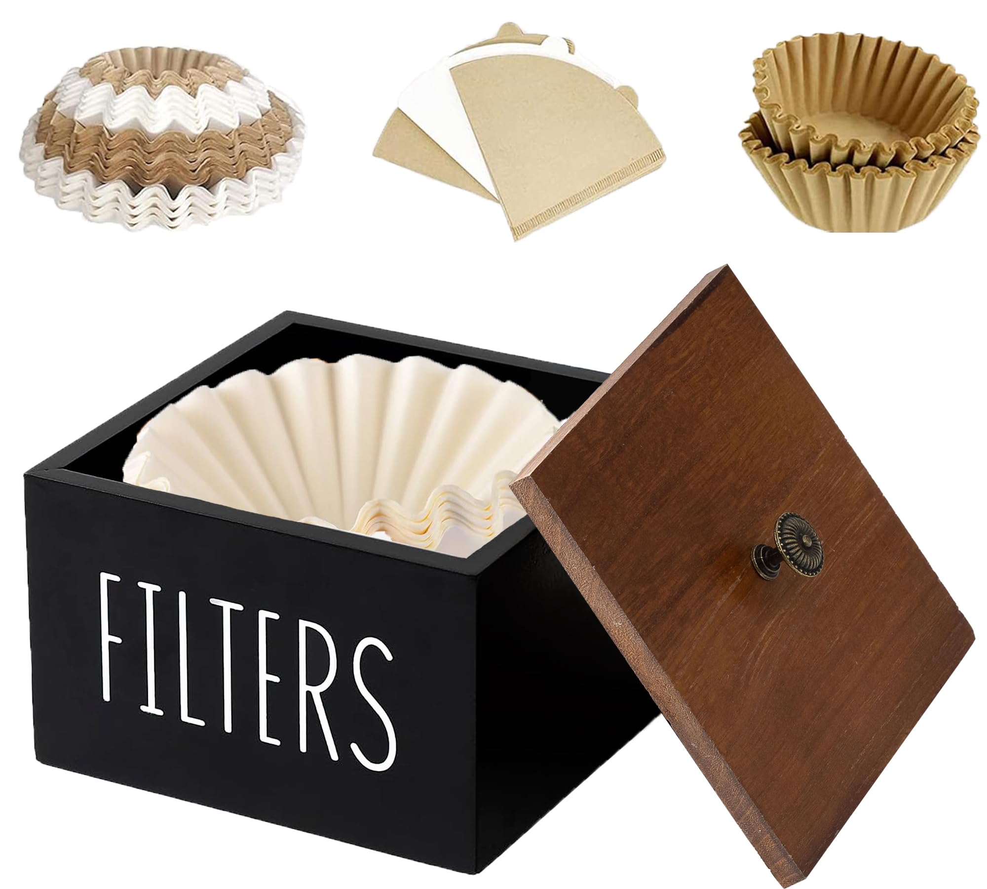 KIMISS Porte-filtre à Café Rustique Avec Couvercle, Panier De Rangement De Capsules De Cafe Artisanal En Bois De Fer Filtres Reutilisables De Grande Capacite Pour La Decoration Du 91899692